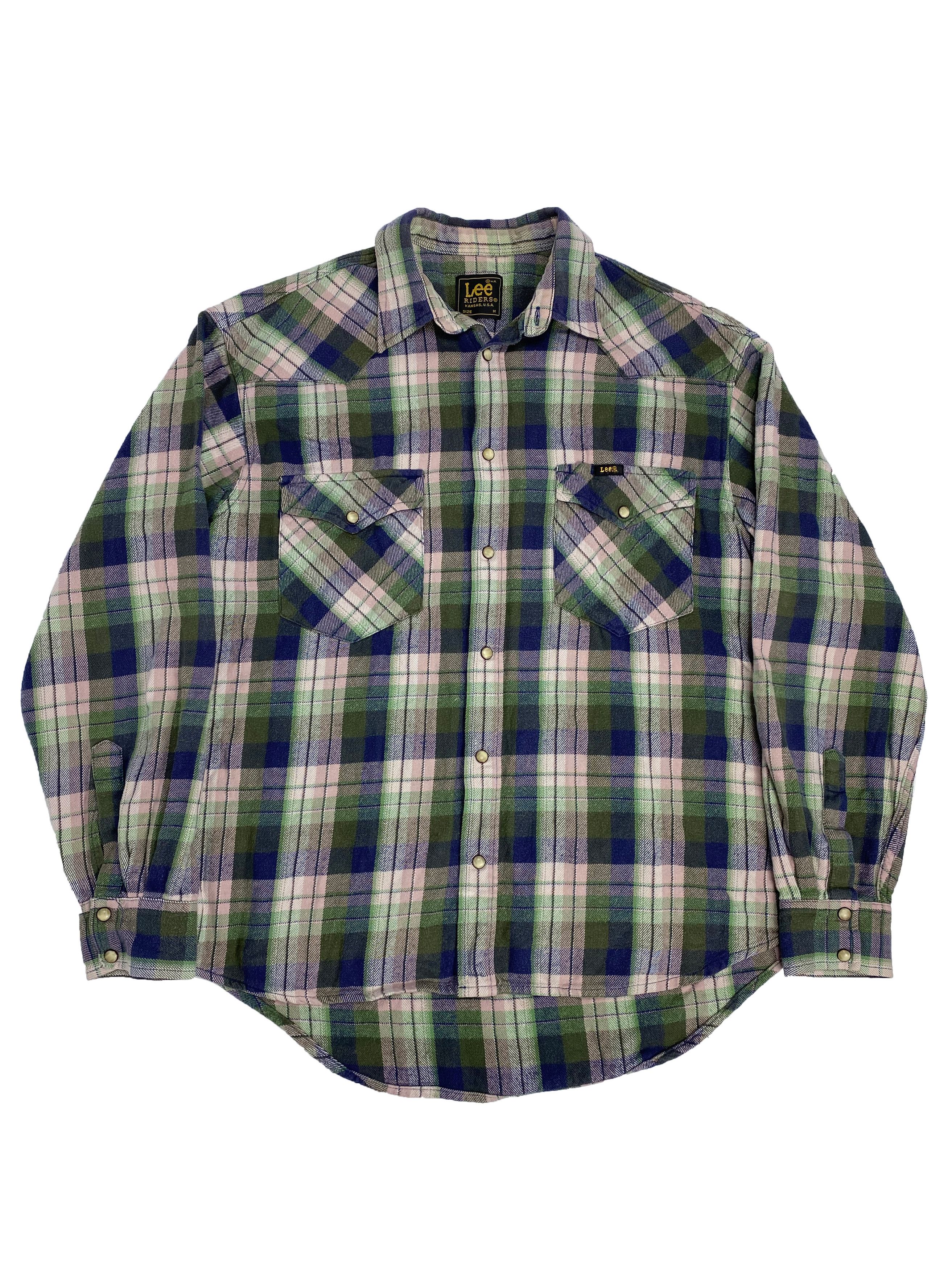Lee × Vintage Lee Riders 90s Vintage Flannel Twin Pocket Snap Shirt Size US M / EU 48-50 / 2 - 1 Thumbnail