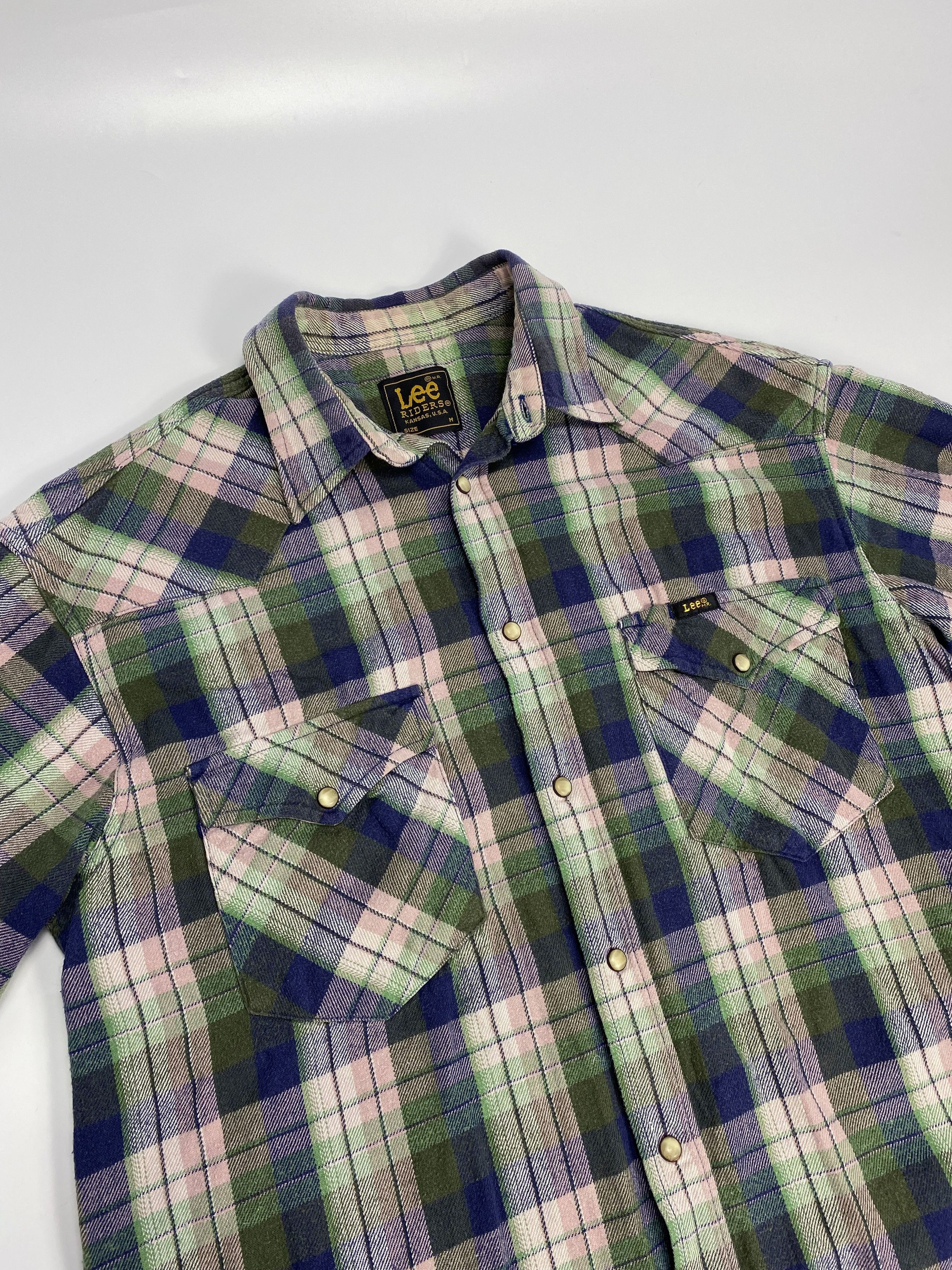 Lee × Vintage Lee Riders 90s Vintage Flannel Twin Pocket Snap Shirt Size US M / EU 48-50 / 2 - 3 Thumbnail