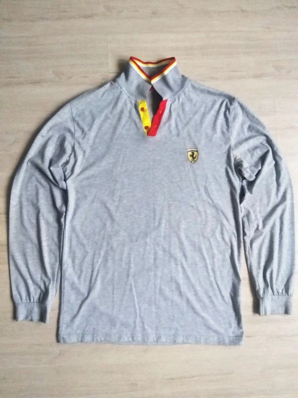 Ferrari Ferrari Scuderia Long Sleeve Polo Shirt Grey Size US XL / EU 56 / 4 - 2 Thumbnail