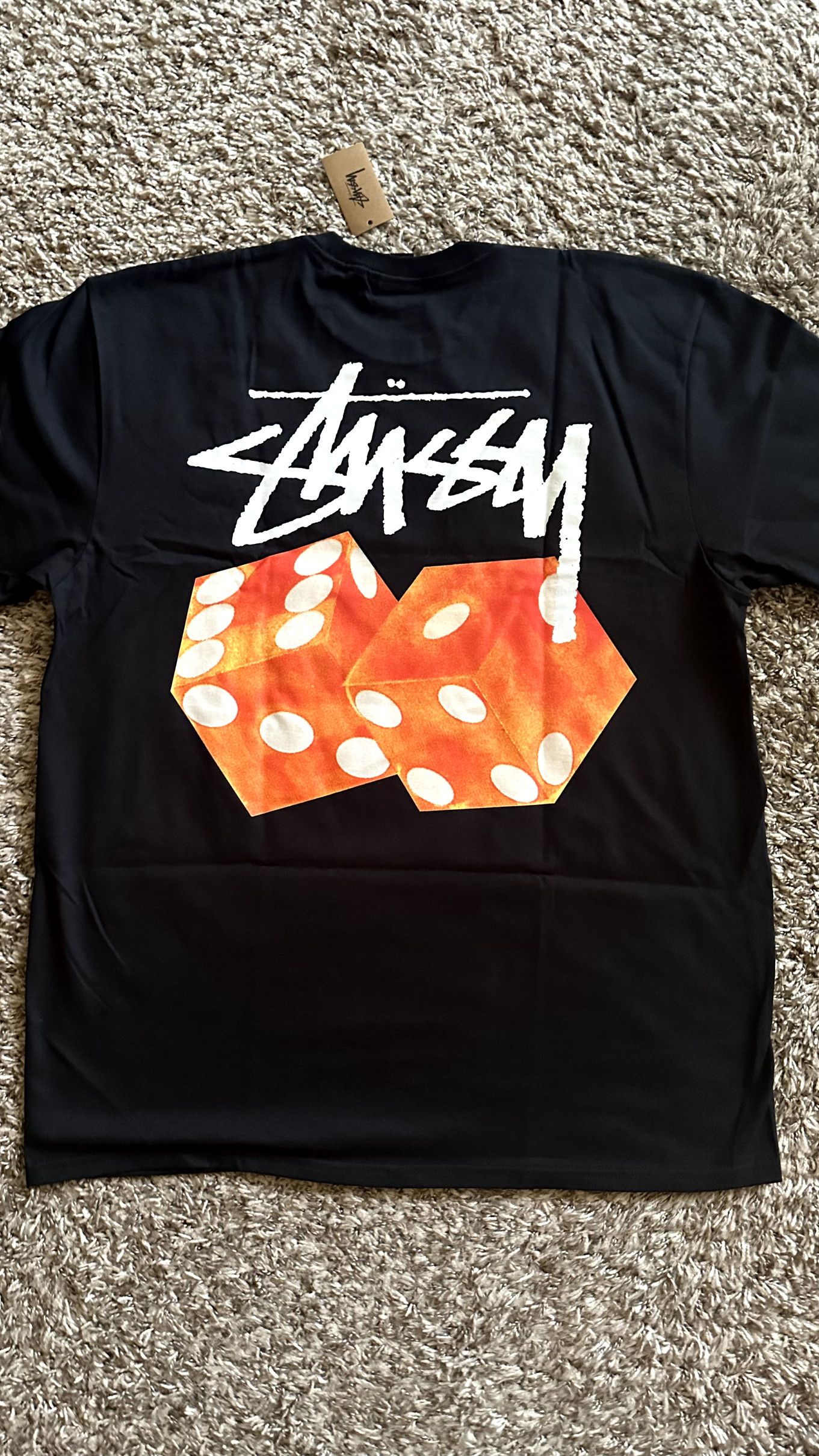 Stussy **NEW RARE** STUSSY DICED OUT DICE BLACK LOGO TEE T-SHIRT L
