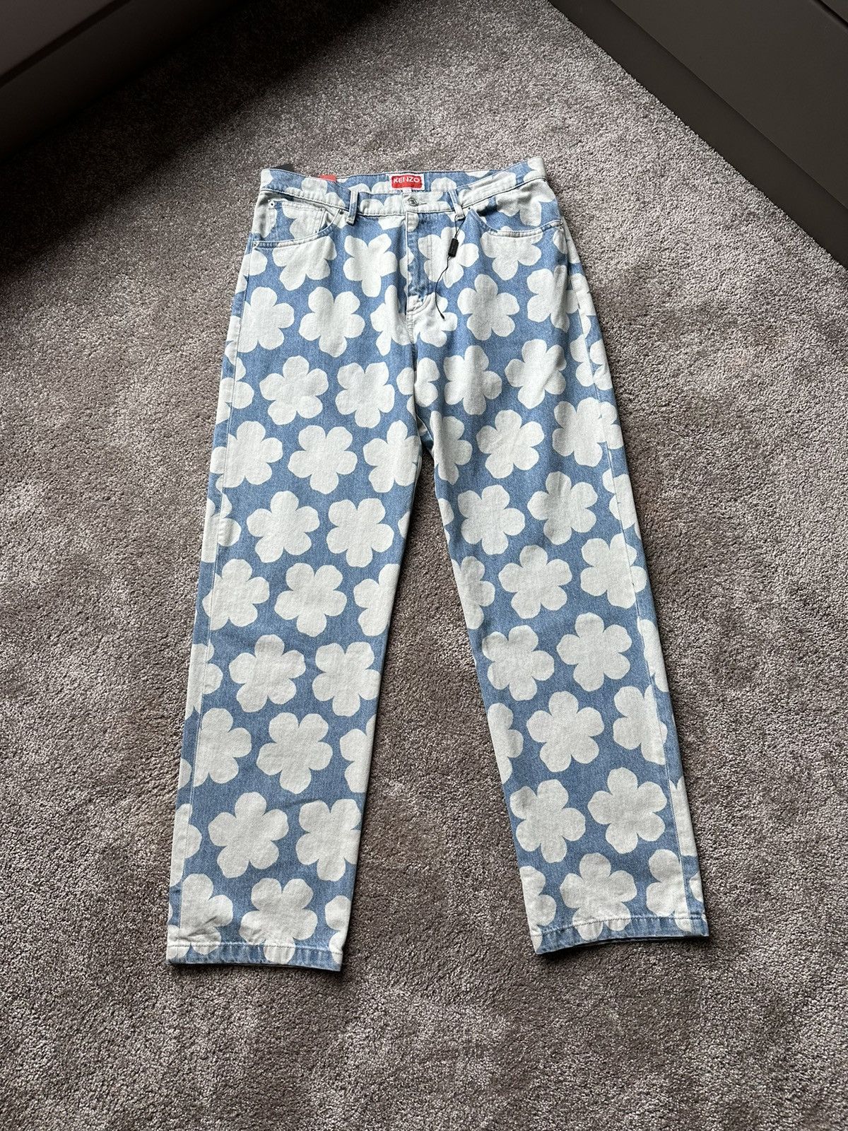Kenzo FW22 Kenzo baggy fit floral blue white denim jeans 32 Nigo Size US 32 / EU 48 - 2 Thumbnail