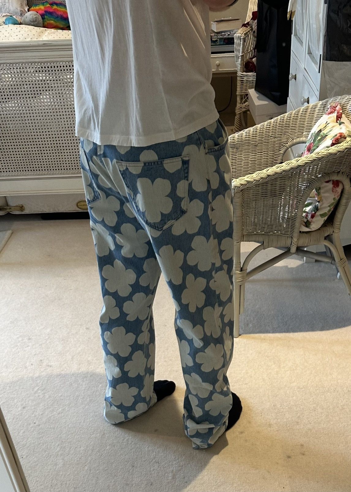 Kenzo FW22 Kenzo baggy fit floral blue white denim jeans 32 Nigo Size US 32 / EU 48 - 3 Thumbnail