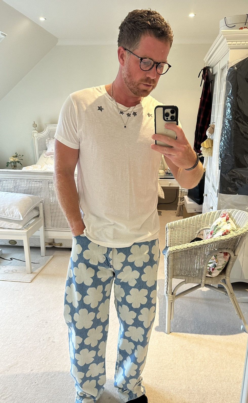 Kenzo FW22 Kenzo baggy fit floral blue white denim jeans 32 Nigo Size US 32 / EU 48 - 1 Thumbnail