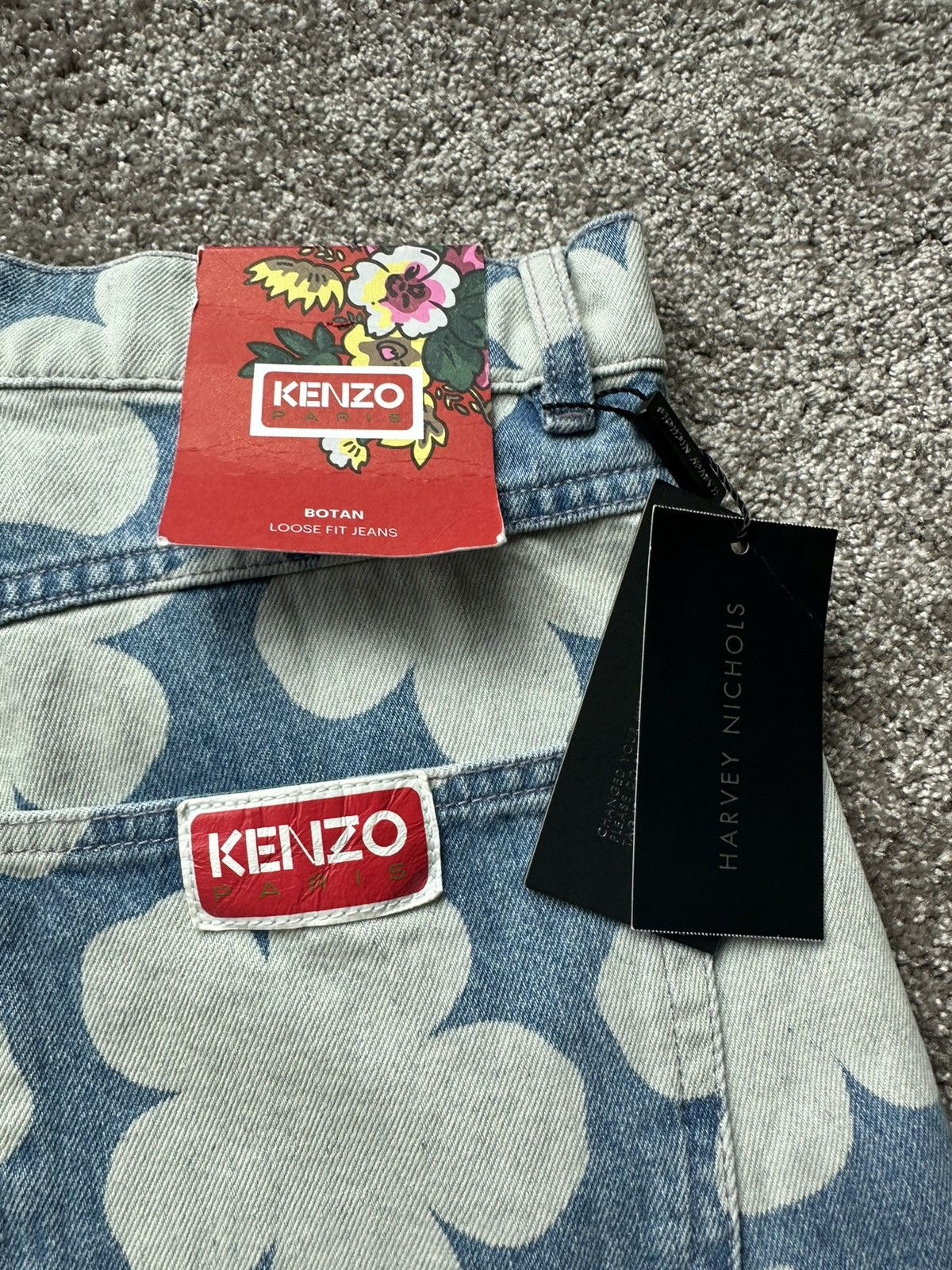 Kenzo FW22 Kenzo baggy fit floral blue white denim jeans 32 Nigo Size US 32 / EU 48 - 19 Thumbnail