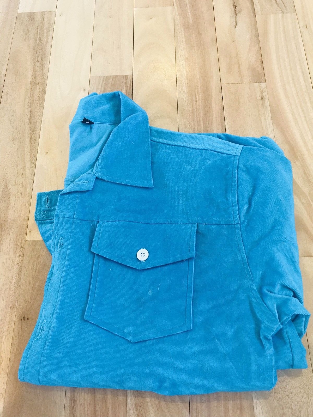 Vintage Vintage Blue/Teal Corduroy Button-Up Shirt Size US M / EU 48-50 / 2 - 5 Thumbnail