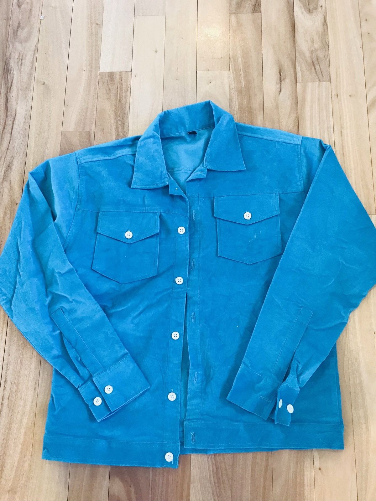 Vintage Vintage Blue/Teal Corduroy Button-Up Shirt Size US M / EU 48-50 / 2 - 1 Thumbnail
