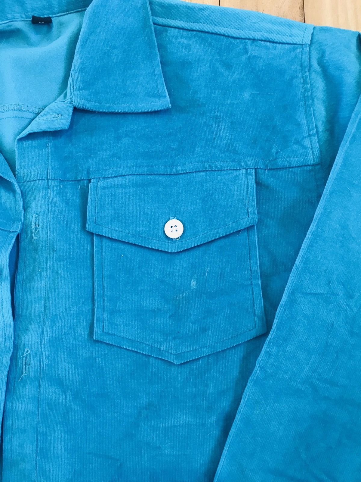 Vintage Vintage Blue/Teal Corduroy Button-Up Shirt Size US M / EU 48-50 / 2 - 2 Thumbnail