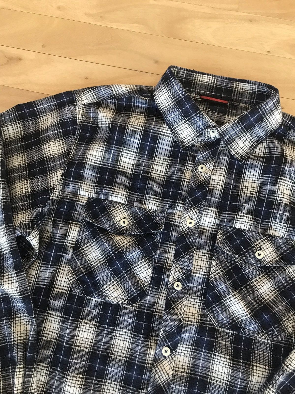Vintage Vintage Blue and White Flannel Large Size US L / EU 52-54 / 3 - 2 Thumbnail