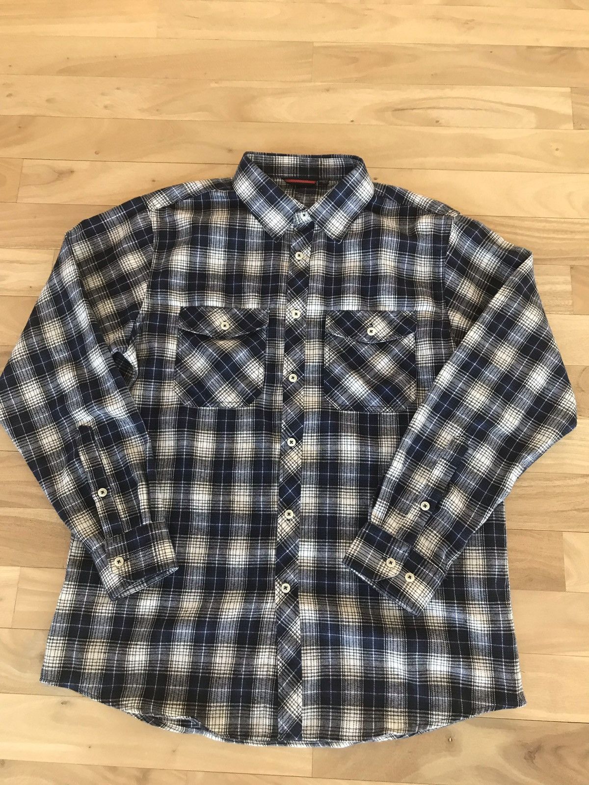 Vintage Vintage Blue and White Flannel Large Size US L / EU 52-54 / 3 - 1 Thumbnail