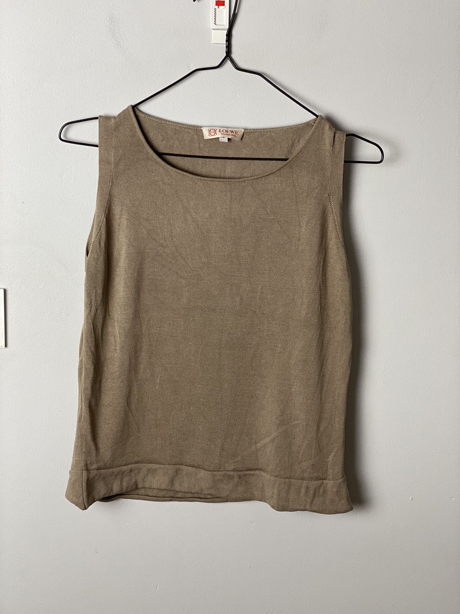 image of Loewe Vintage Tank Top Sleeveless T-Shirt Wmns Silk in Beige, Men's (Size Large)