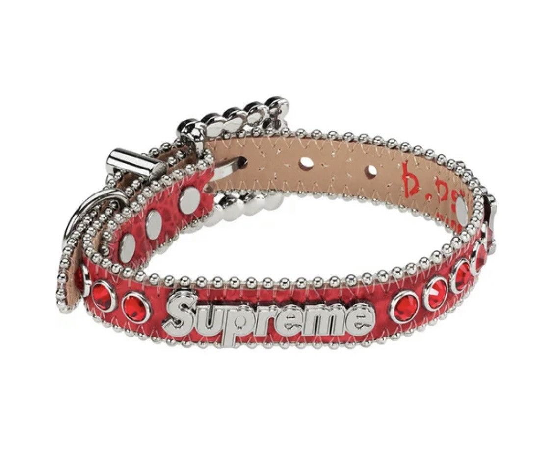 image of B B Simon x Supreme B.b. Simon Studded Dog Collar in Red, Men's