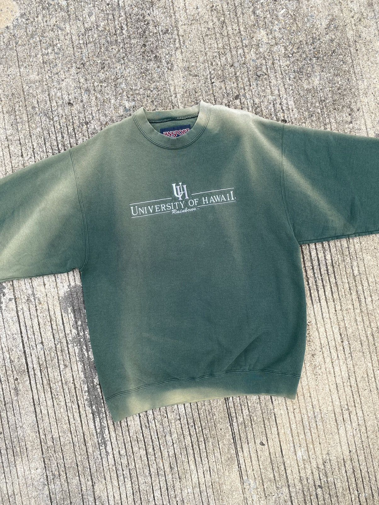 Russell Athletic × Vintage Faded “UH” JANSPORT Sweatshirt Green 🤢 Size US M / EU 48-50 / 2 - 12 Thumbnail