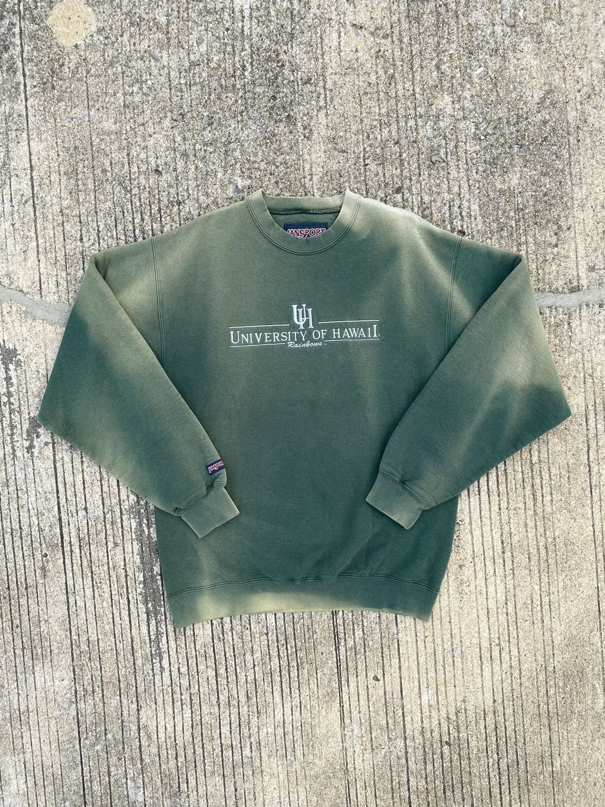 Russell Athletic × Vintage Faded “UH” JANSPORT Sweatshirt Green 🤢 Size US M / EU 48-50 / 2 - 6 Thumbnail