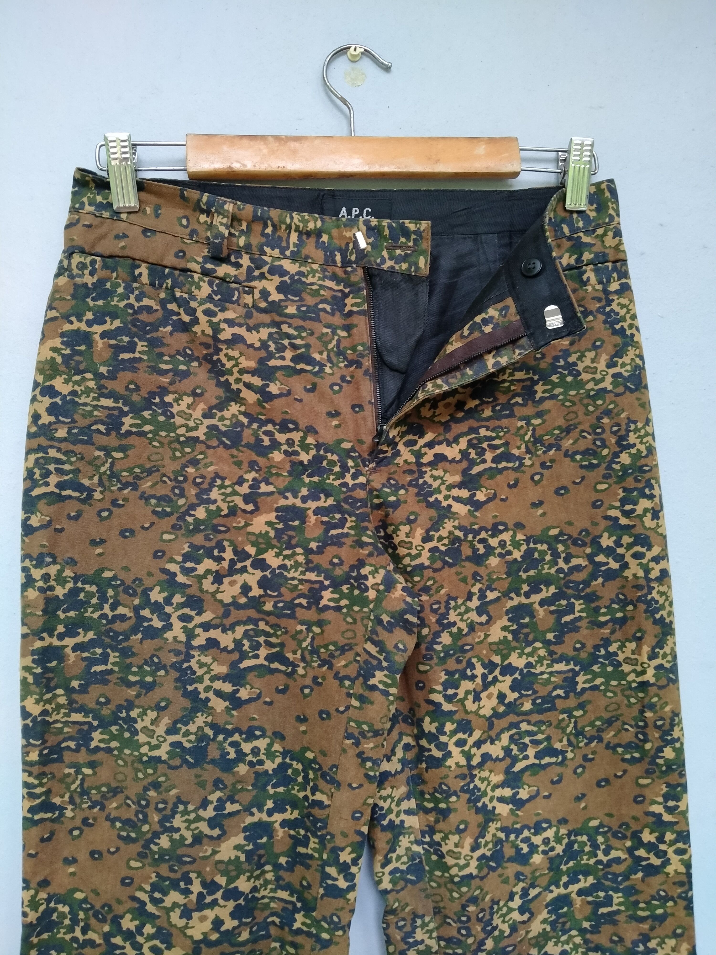 image of A P C x Archival Clothing Iconic Camouflage Rayon Lined Pant Zipper Riri, Men's (Size 29)