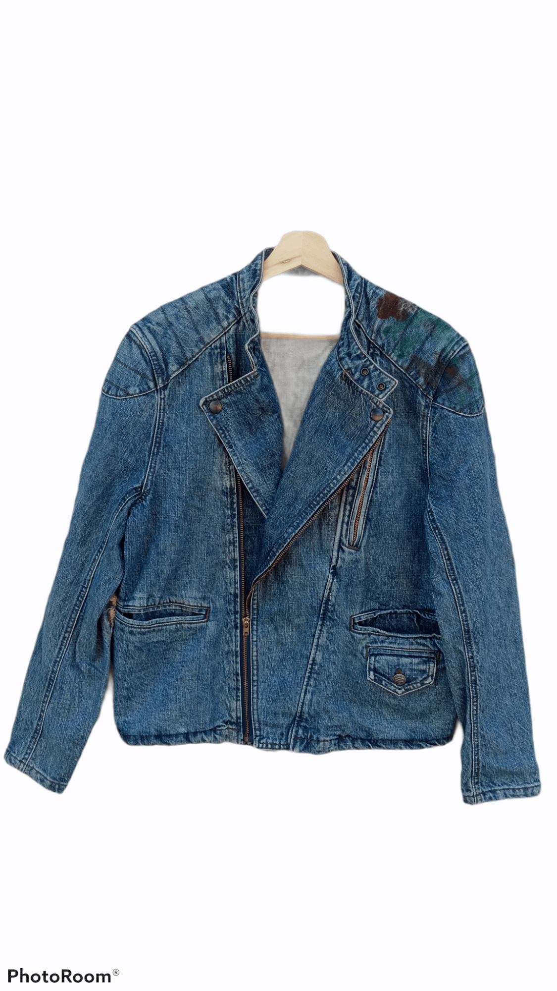 Japanese Brand × PPFM × Vintage 🔥🔥PPFM Patchwork Distressed Denim Rider Jacket Size US M / EU 48-50 / 2 - 12 Thumbnail