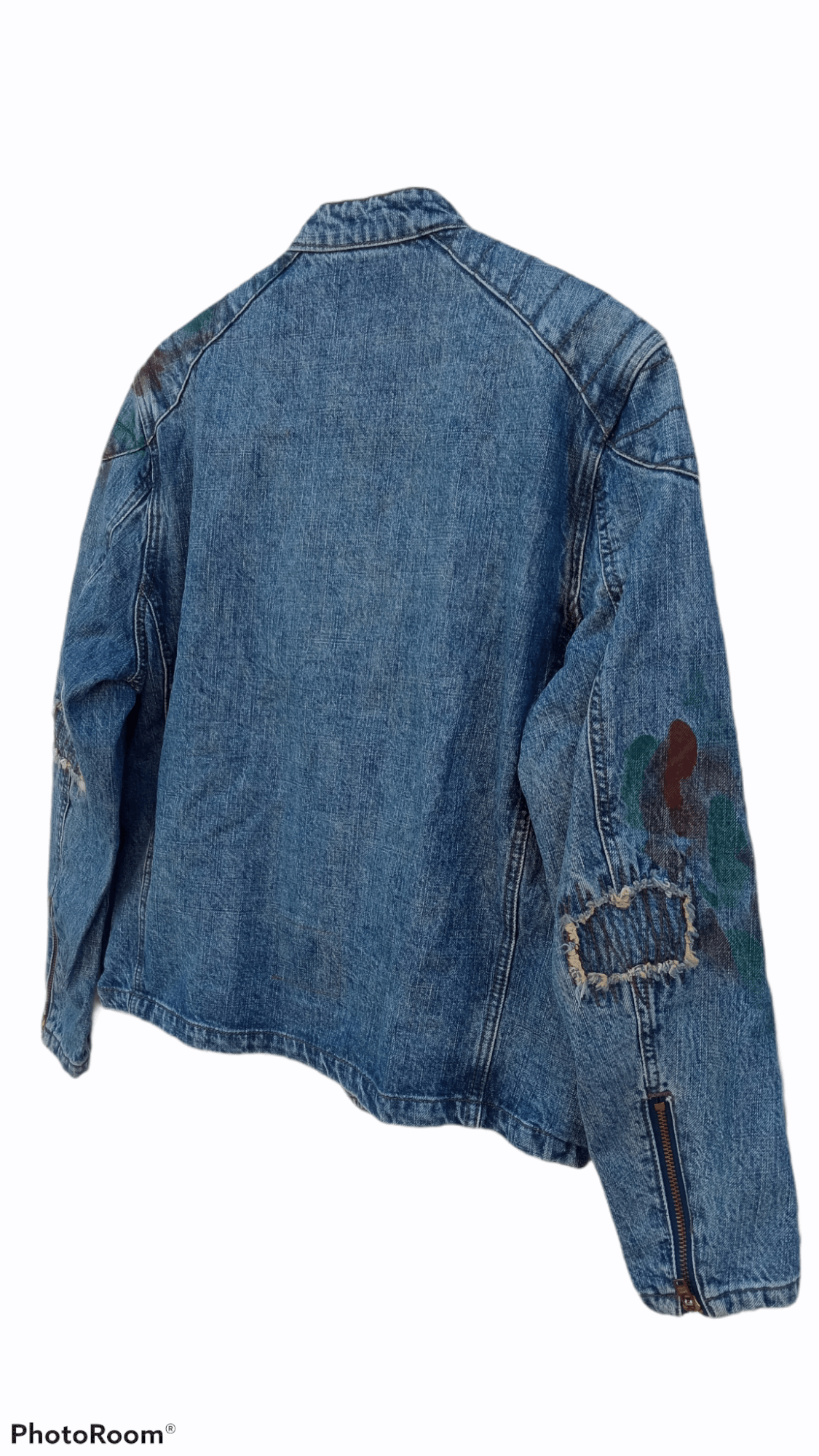 Japanese Brand × PPFM × Vintage 🔥🔥PPFM Patchwork Distressed Denim Rider Jacket Size US M / EU 48-50 / 2 - 18 Thumbnail
