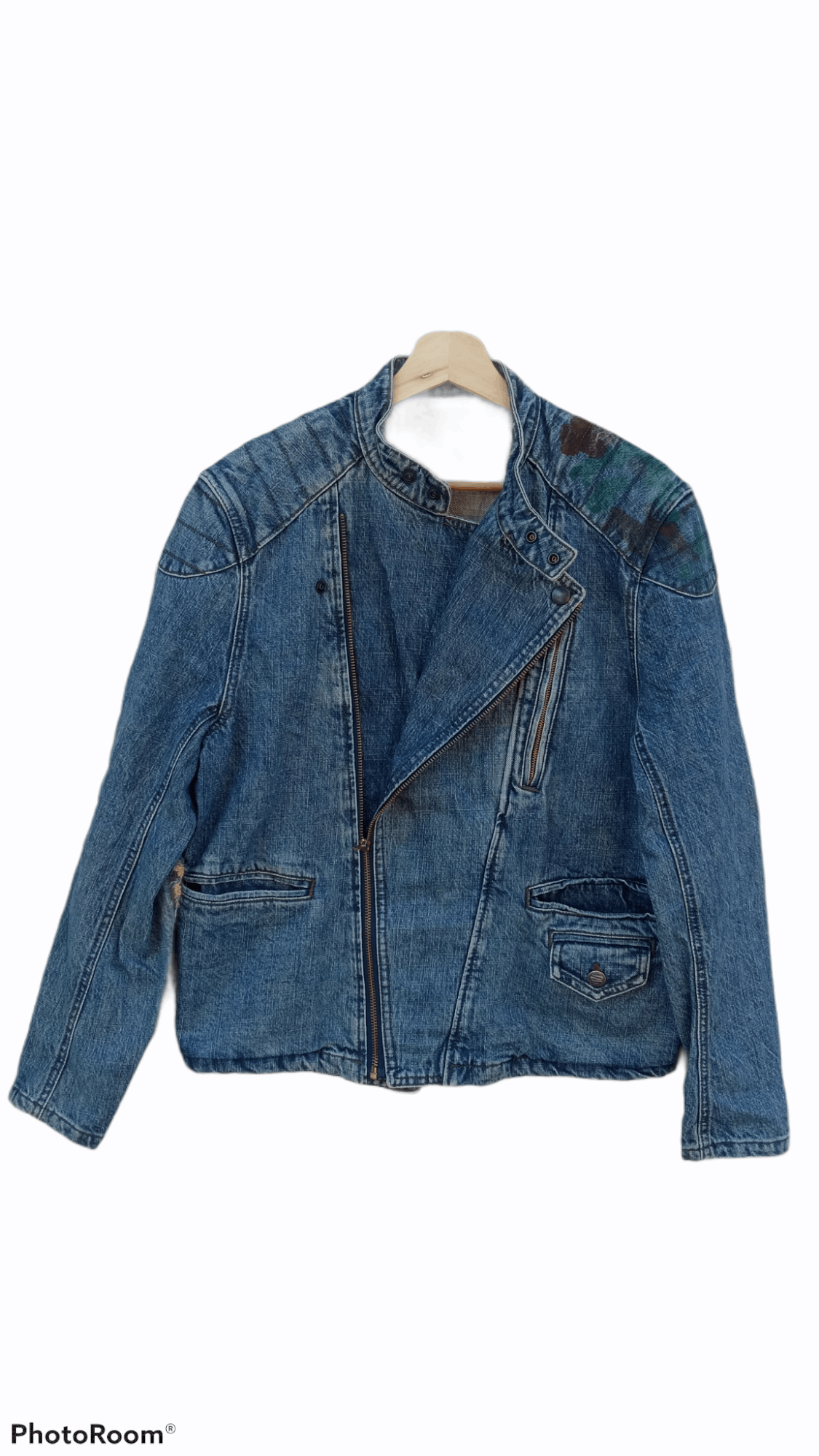 Japanese Brand × PPFM × Vintage 🔥🔥PPFM Patchwork Distressed Denim Rider Jacket Size US M / EU 48-50 / 2 - 11 Thumbnail