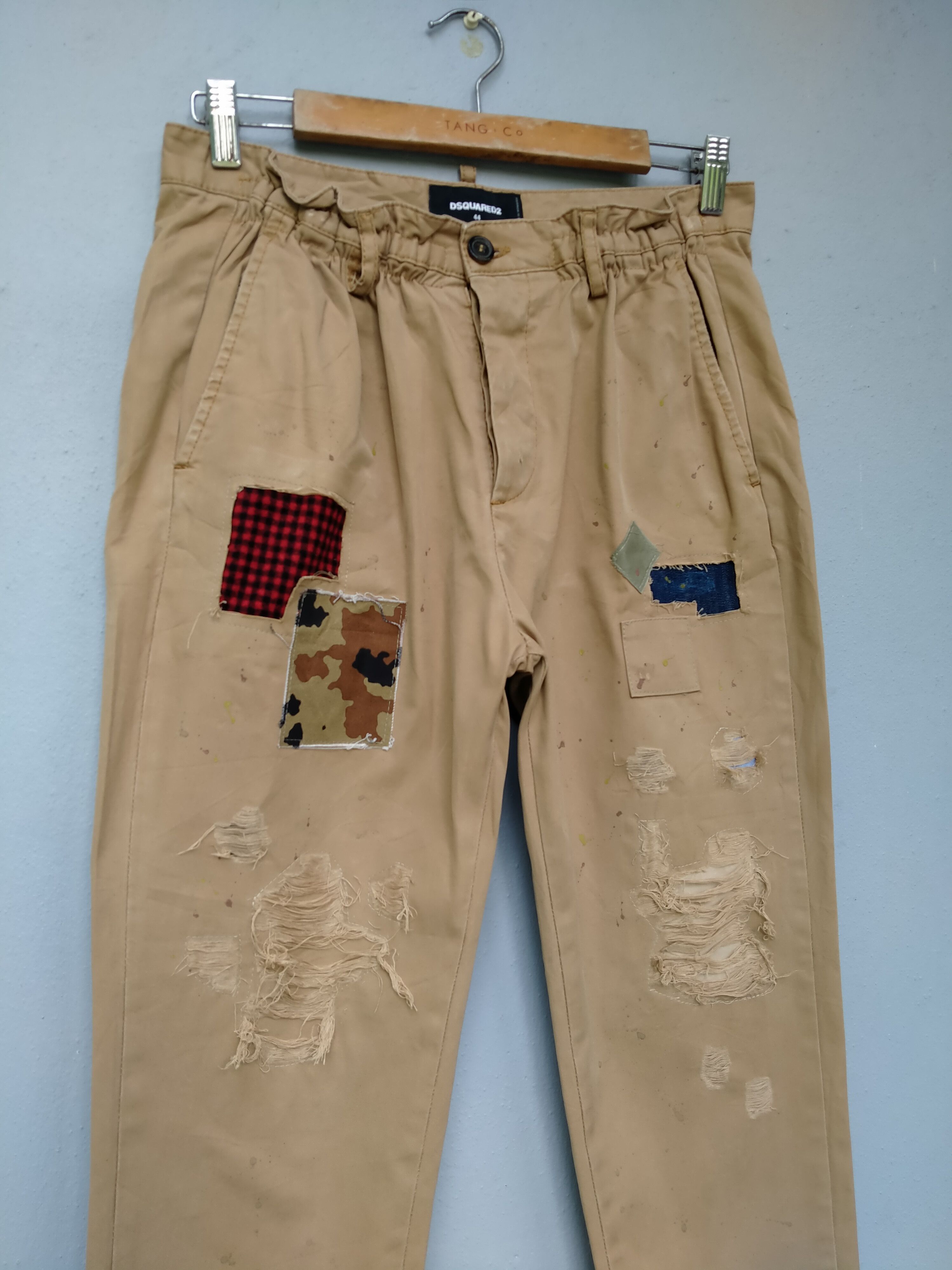 Dsquared2 RARE Distressed PatchWork DSQUARED2 Paint splatter Chinos Size US 30 / EU 46 - 1 Thumbnail