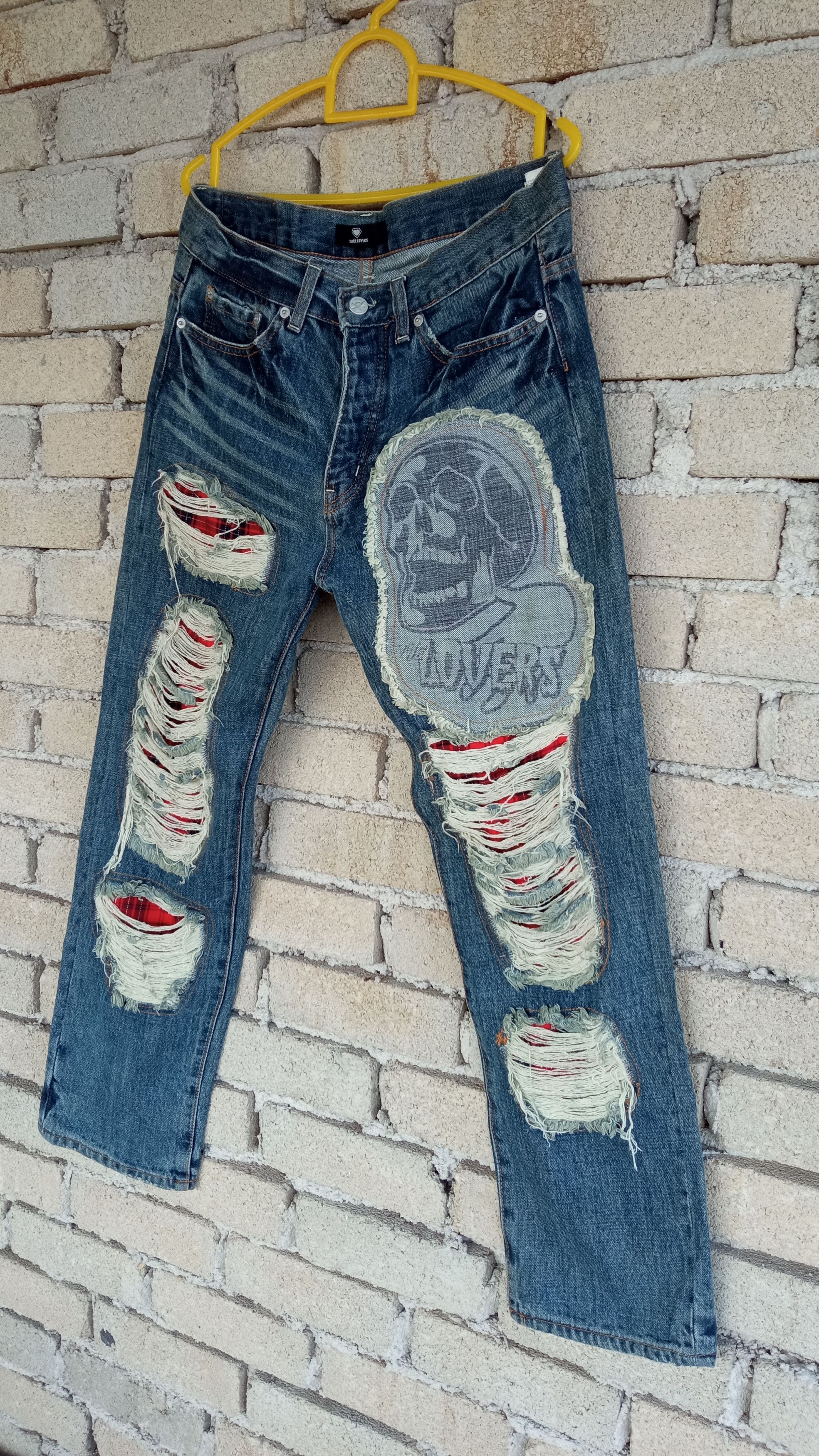 Japanese Brand 🔥🔥Superlovers Lovers Rock Punk Anarchy Distressed Jeans Size US 31 - 3 Thumbnail