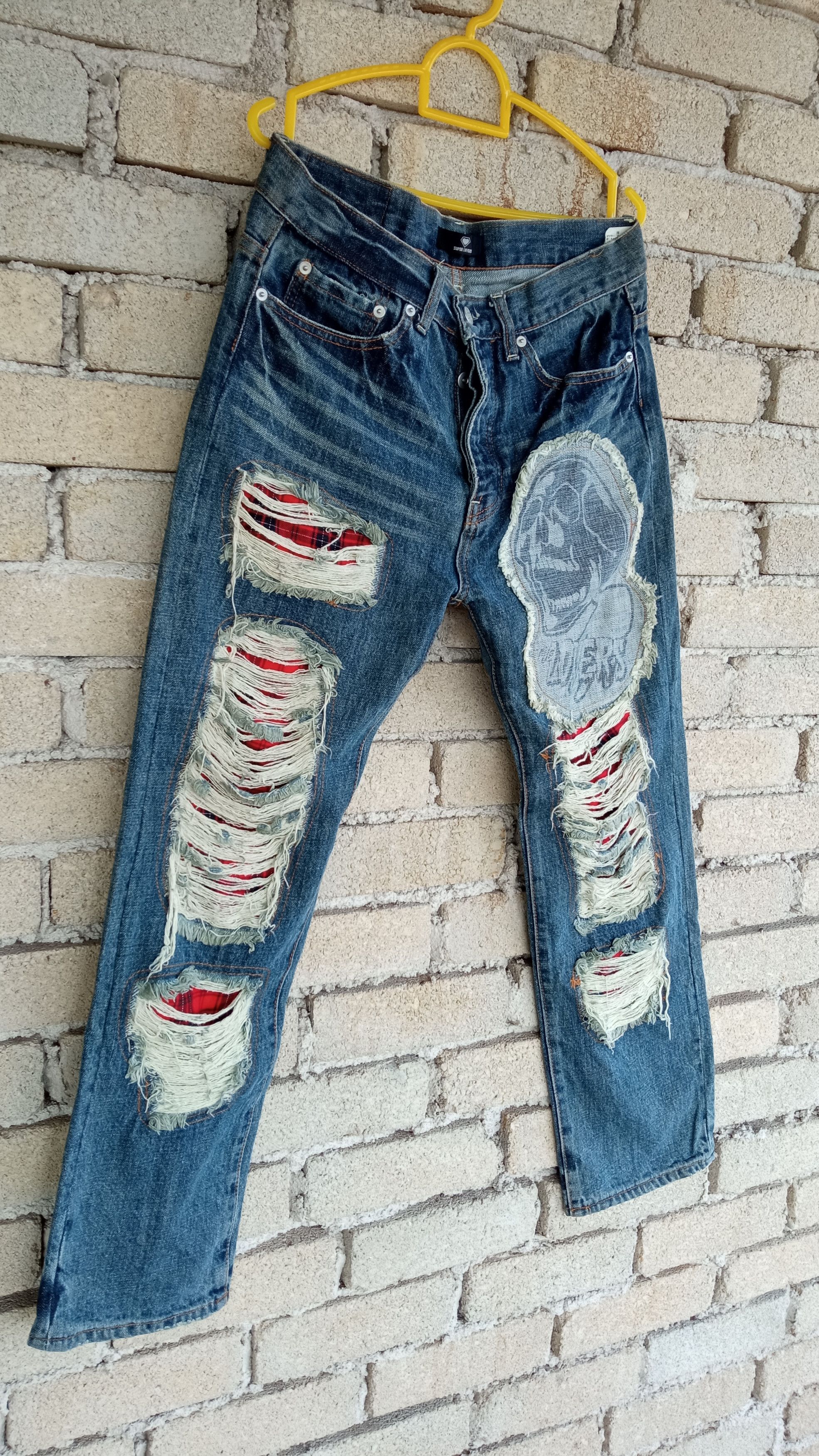 Japanese Brand 🔥🔥Superlovers Lovers Rock Punk Anarchy Distressed Jeans Size US 31 - 2 Thumbnail