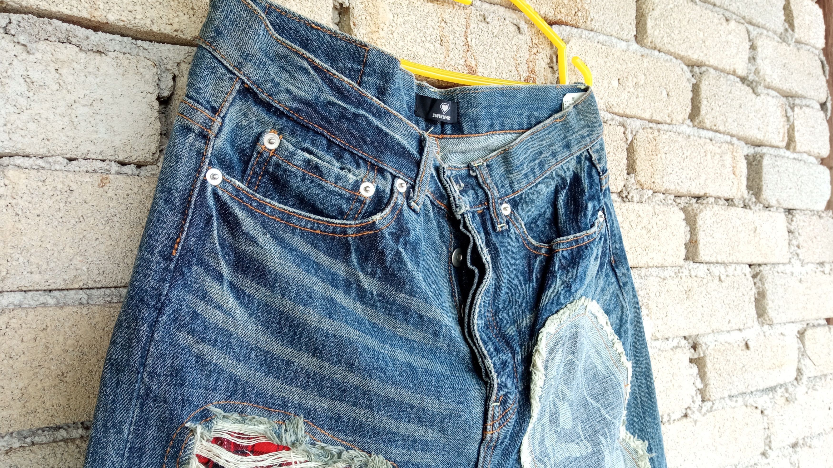Japanese Brand 🔥🔥Superlovers Lovers Rock Punk Anarchy Distressed Jeans Size US 31 - 5 Thumbnail
