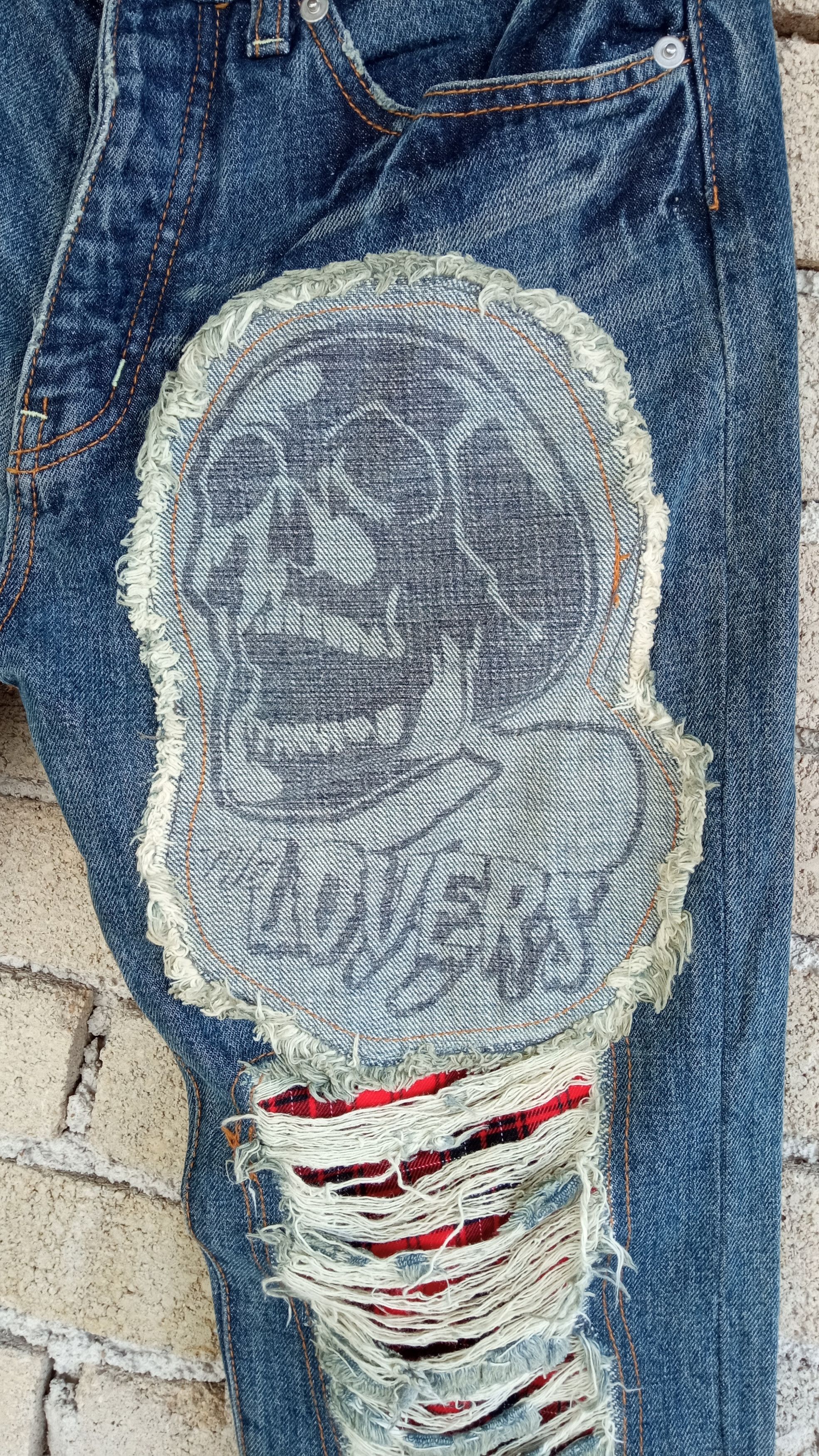 Japanese Brand 🔥🔥Superlovers Lovers Rock Punk Anarchy Distressed Jeans Size US 31 - 4 Thumbnail