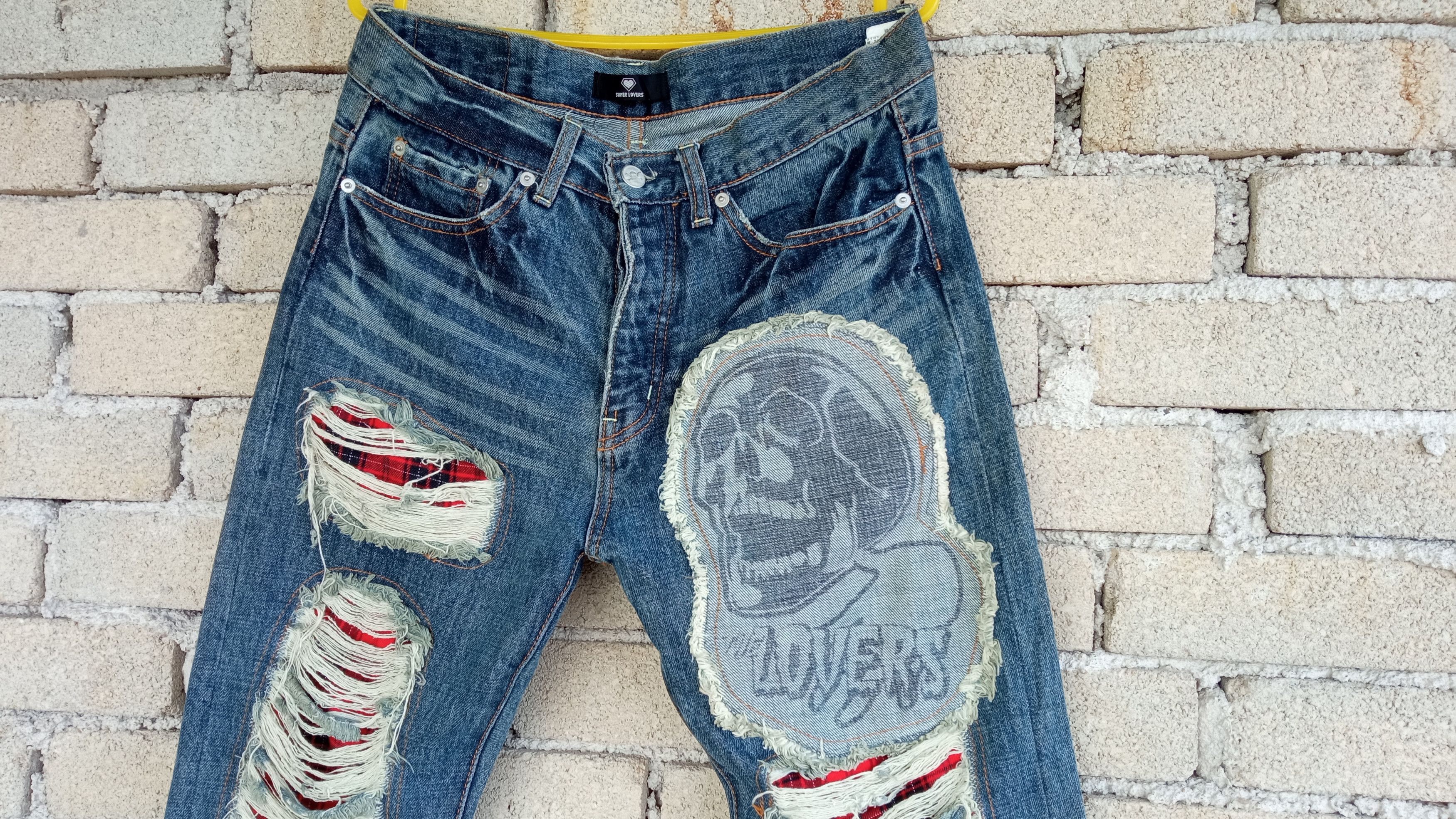 Japanese Brand 🔥🔥Superlovers Lovers Rock Punk Anarchy Distressed Jeans Size US 31 - 6 Thumbnail