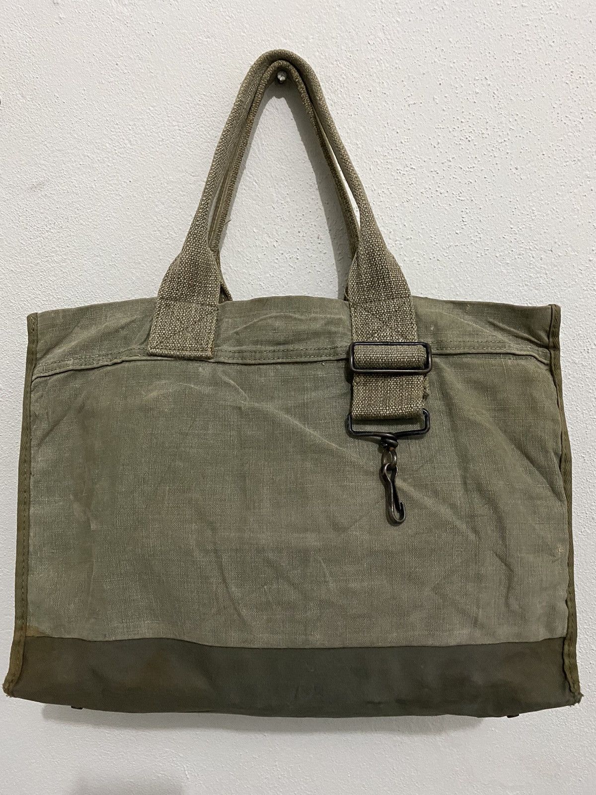 Japanese Brand Yves Andrieux Military Fabric Dirty Distressed Tote Size ONE SIZE - 4 Thumbnail