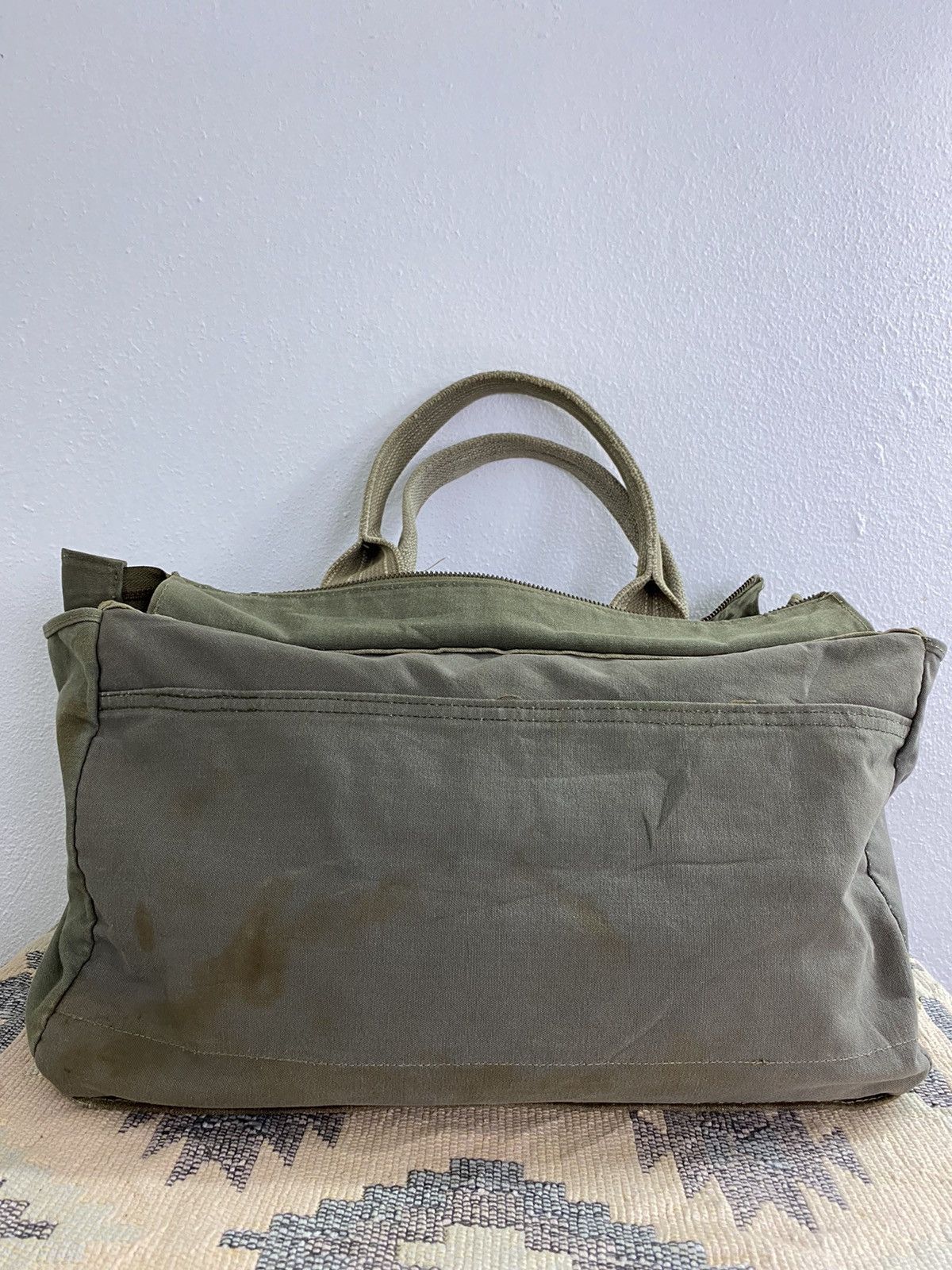 Japanese Brand Yves Andrieux Military Fabric Dirty Distressed Tote Size ONE SIZE - 11 Thumbnail