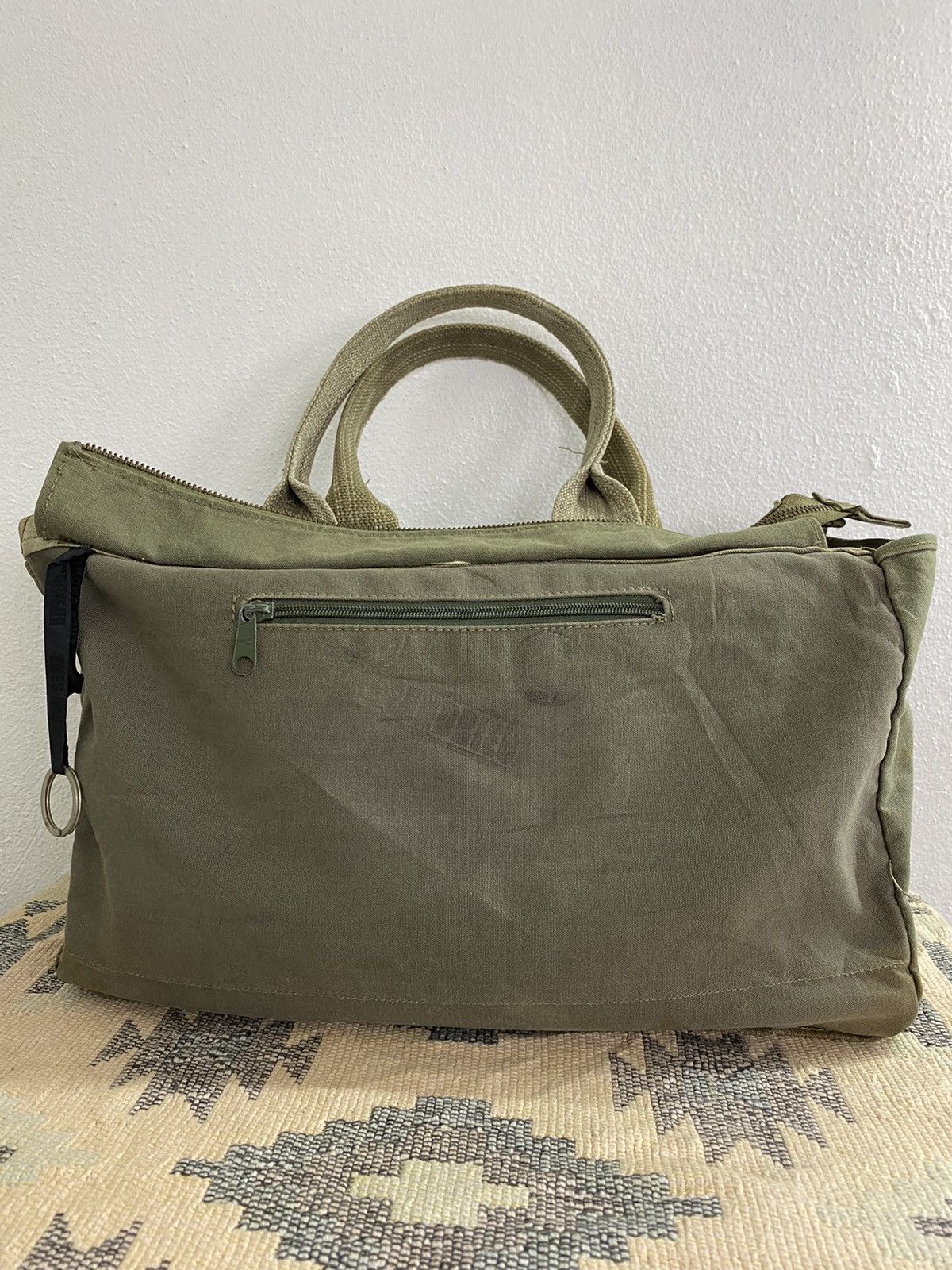 Japanese Brand Yves Andrieux Military Fabric Dirty Distressed Tote Size ONE SIZE - 10 Thumbnail