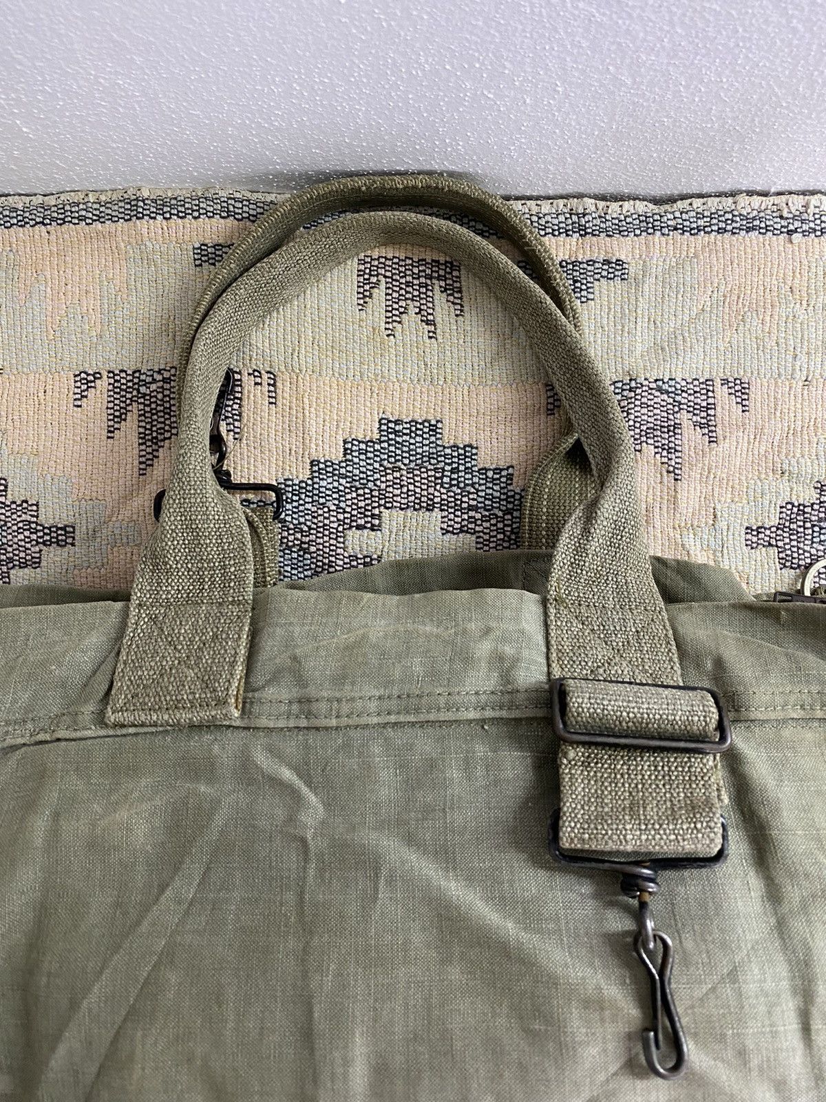 Japanese Brand Yves Andrieux Military Fabric Dirty Distressed Tote Size ONE SIZE - 19 Thumbnail