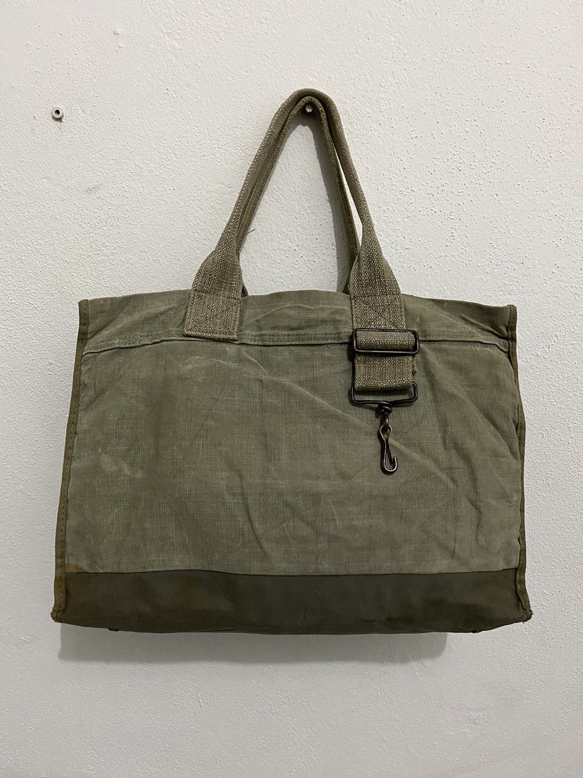 Japanese Brand Yves Andrieux Military Fabric Dirty Distressed Tote Size ONE SIZE - 2 Thumbnail