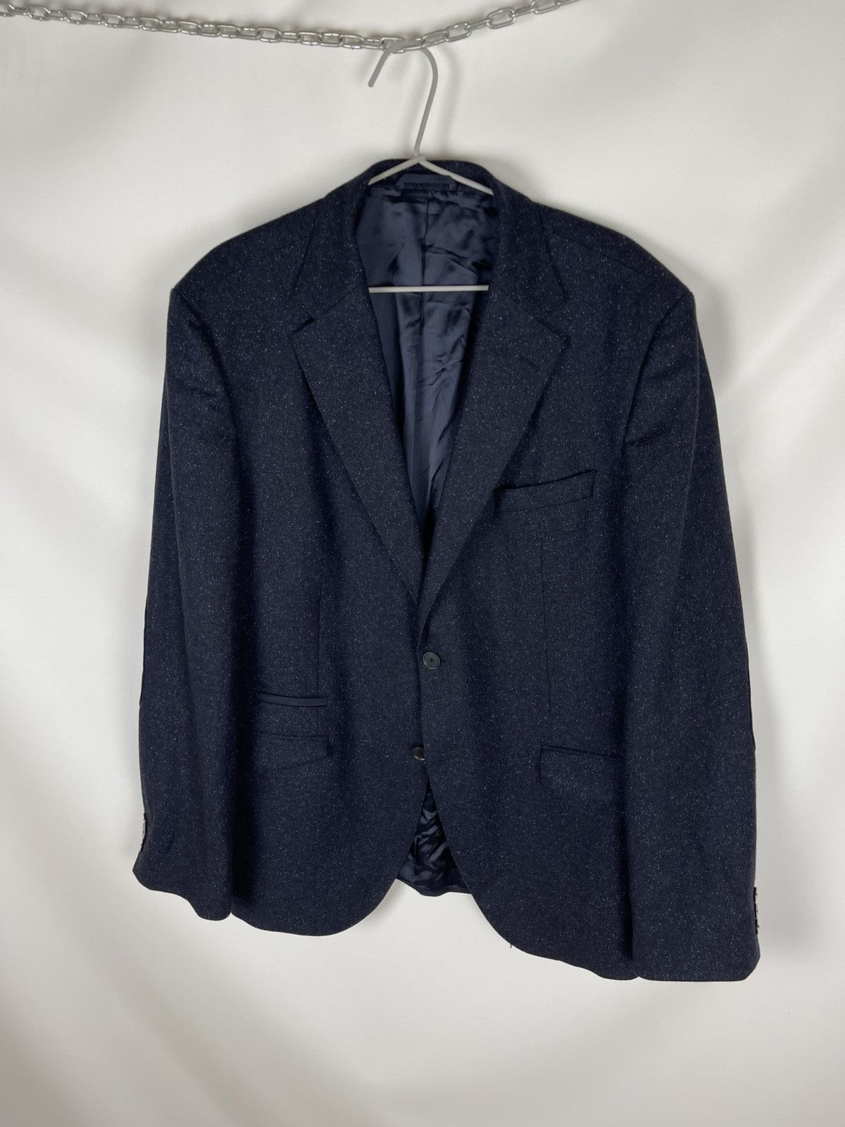 Hugo Boss Hugo Boss wool silk navy dot pattern 2 button blazer coat Size 44R - 1 Thumbnail