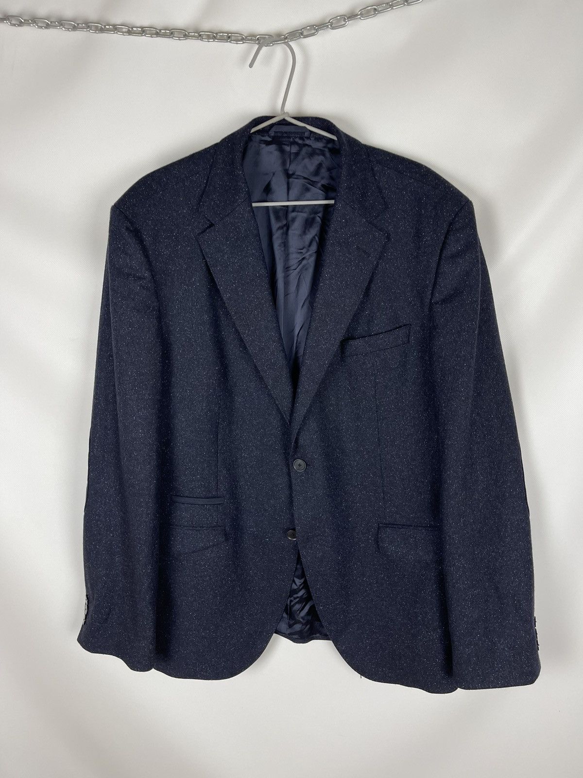 Hugo Boss Hugo Boss wool silk navy dot pattern 2 button blazer coat Size 44R - 2 Thumbnail