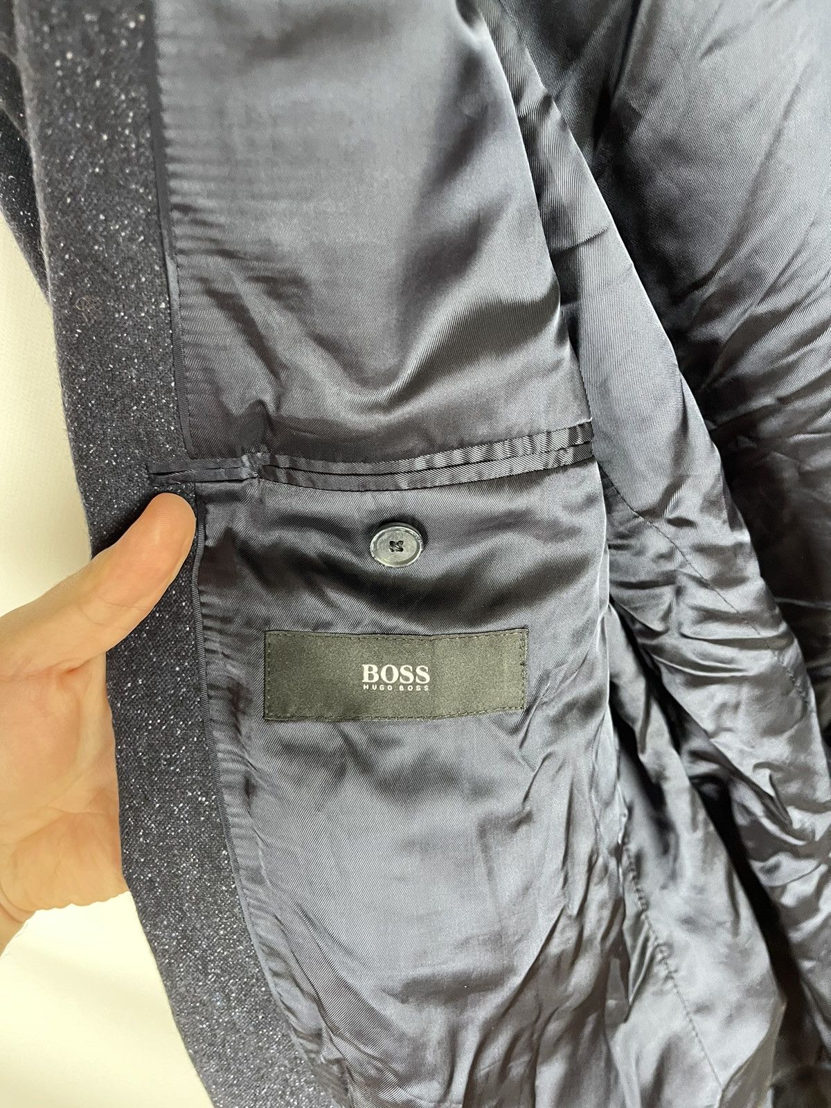 Hugo Boss Hugo Boss wool silk navy dot pattern 2 button blazer coat Size 44R - 10 Thumbnail