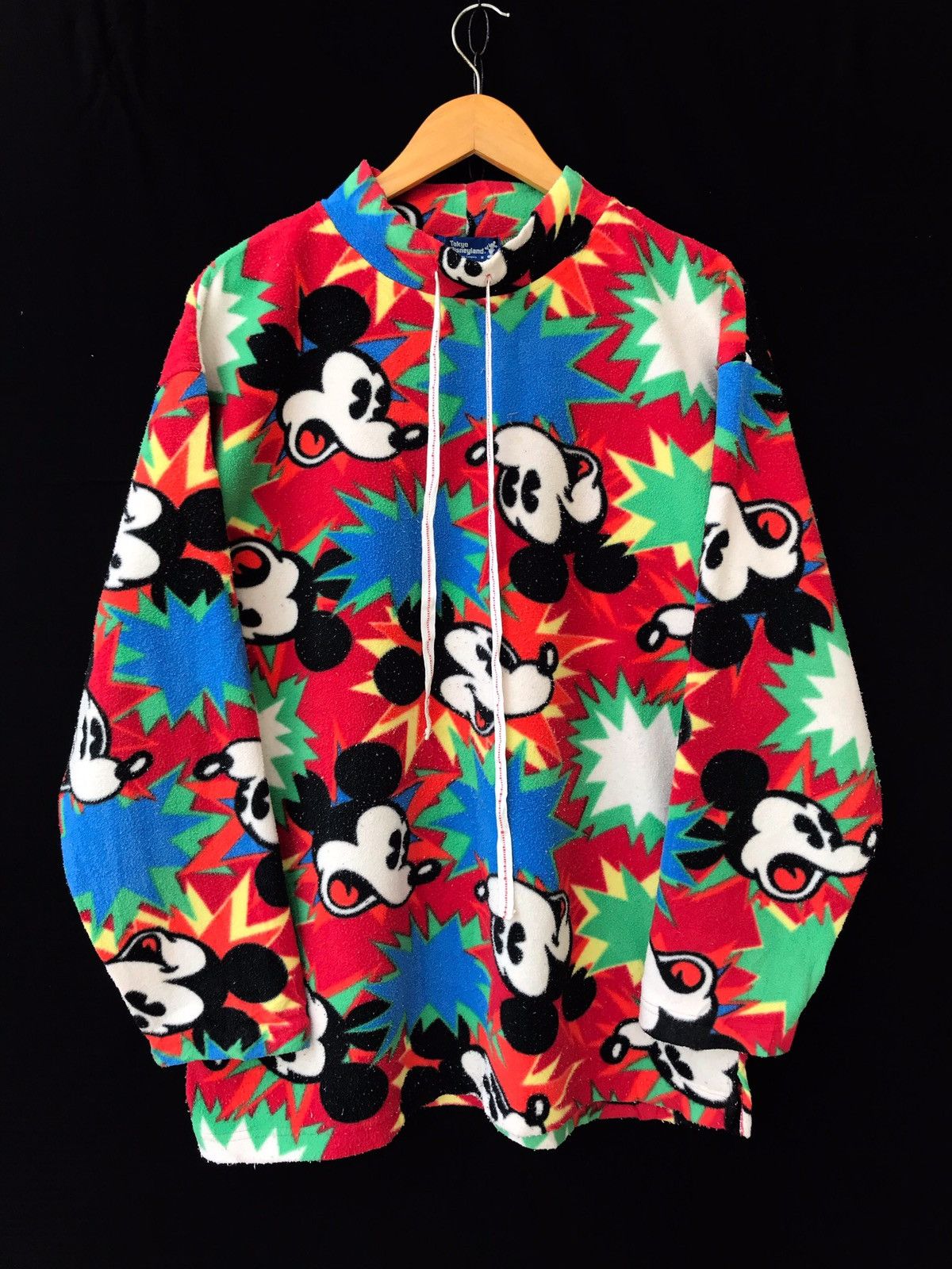 Disney × Mickey Mouse Disney Mickey Mouse Drawstring Fleece Baja Style Sweater Size US M / EU 48-50 / 2 - 1 Thumbnail