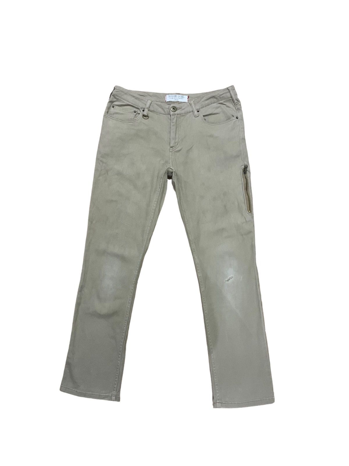 image of 14Th Addiction x If Six Was Nine Vintage Garage Label Punk Style Cargo Jeans in Khaki (Size 32)
