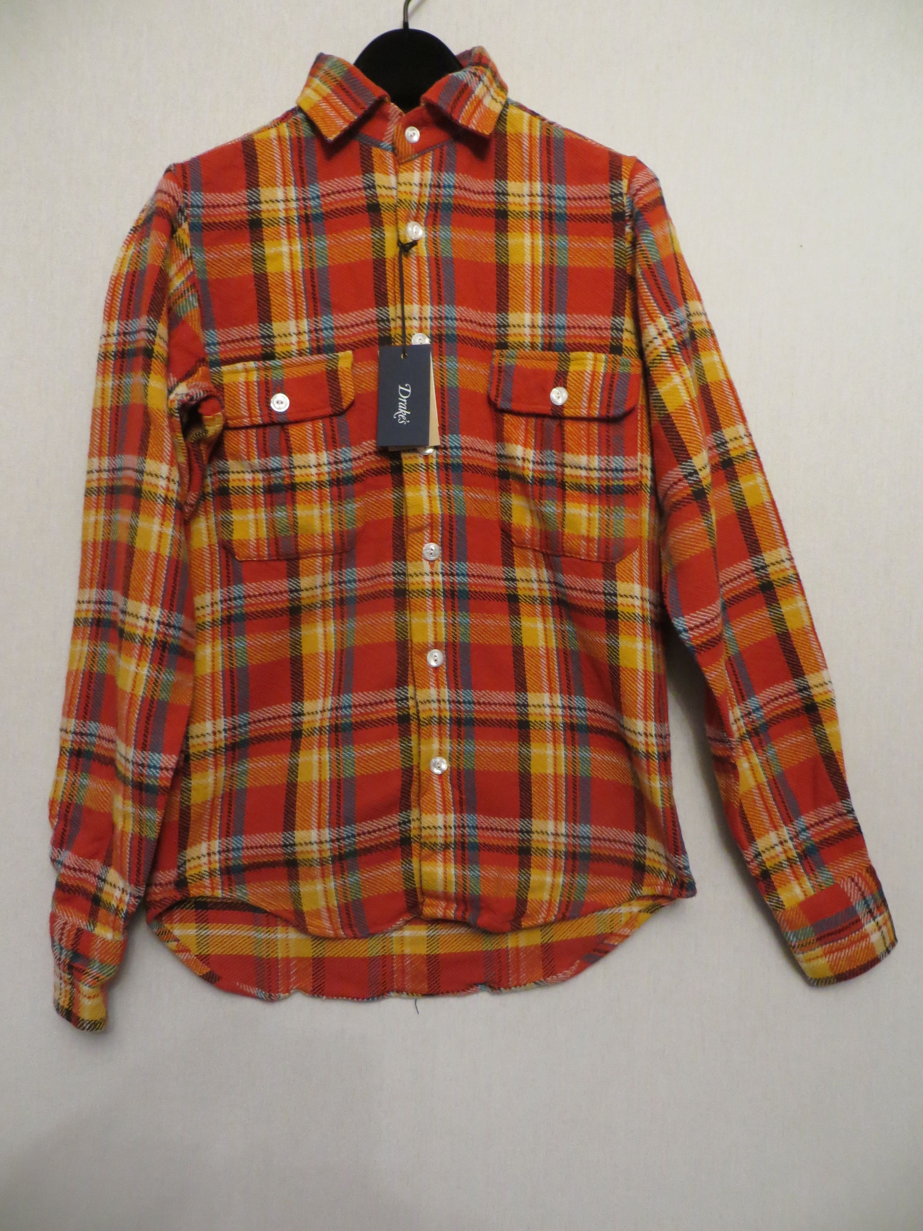 image of Drakes Red Checked Lumber Over Shirt, Men's (Size XS)