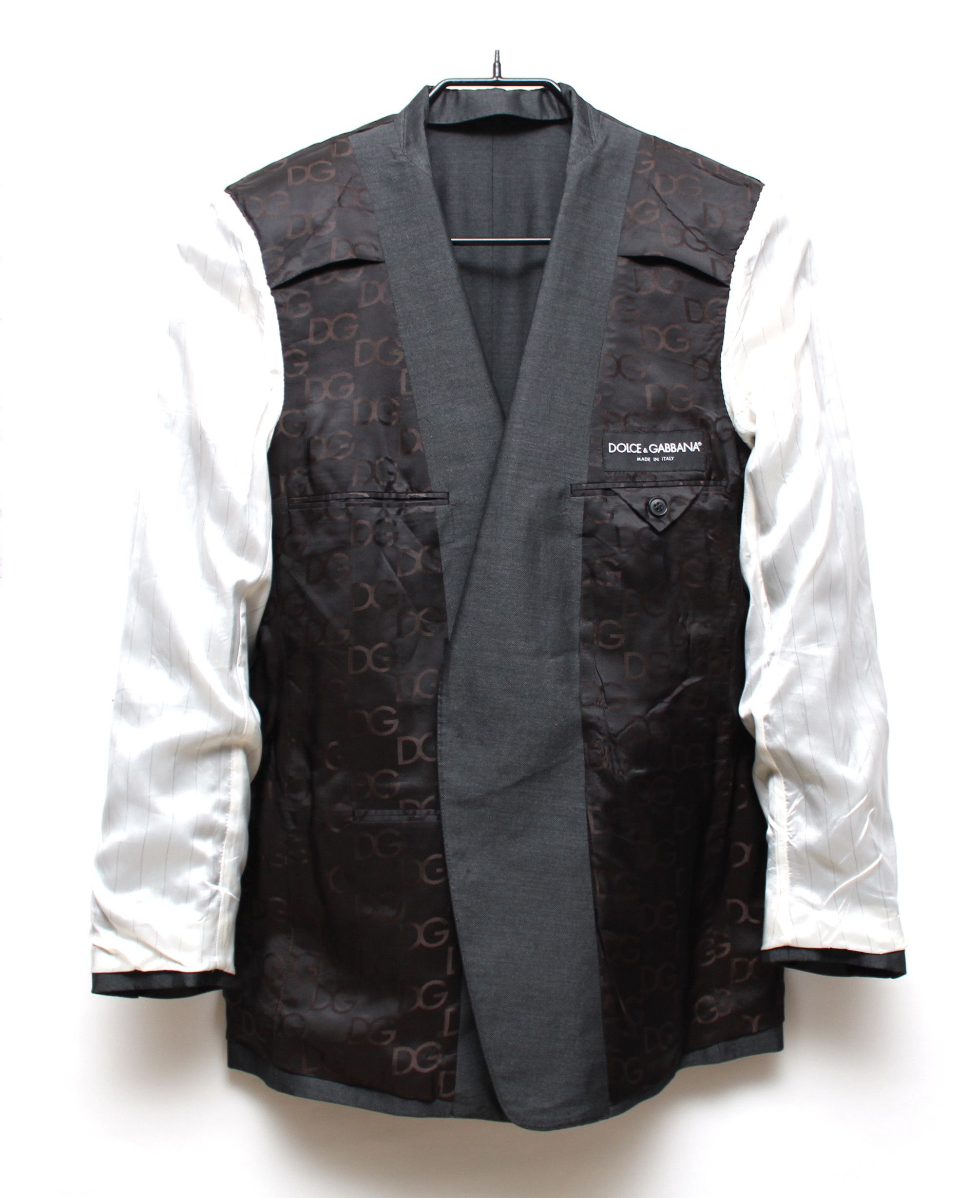 Dolce & Gabbana Dolce & Gabbana Gold Suit Jacket Silk Cotton Solid Gray Size 44R - 5 Thumbnail