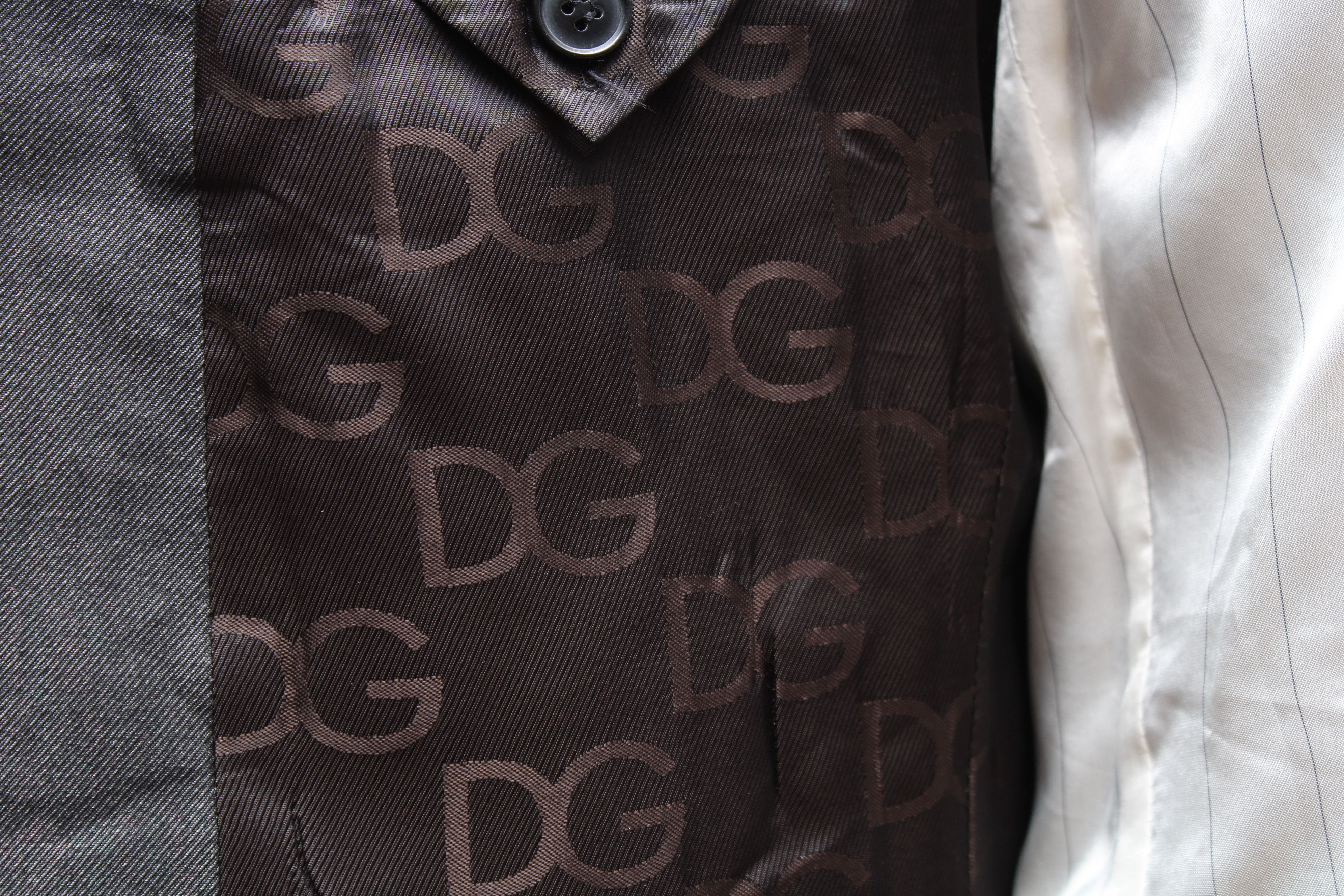 Dolce & Gabbana Dolce & Gabbana Gold Suit Jacket Silk Cotton Solid Gray Size 44R - 6 Thumbnail
