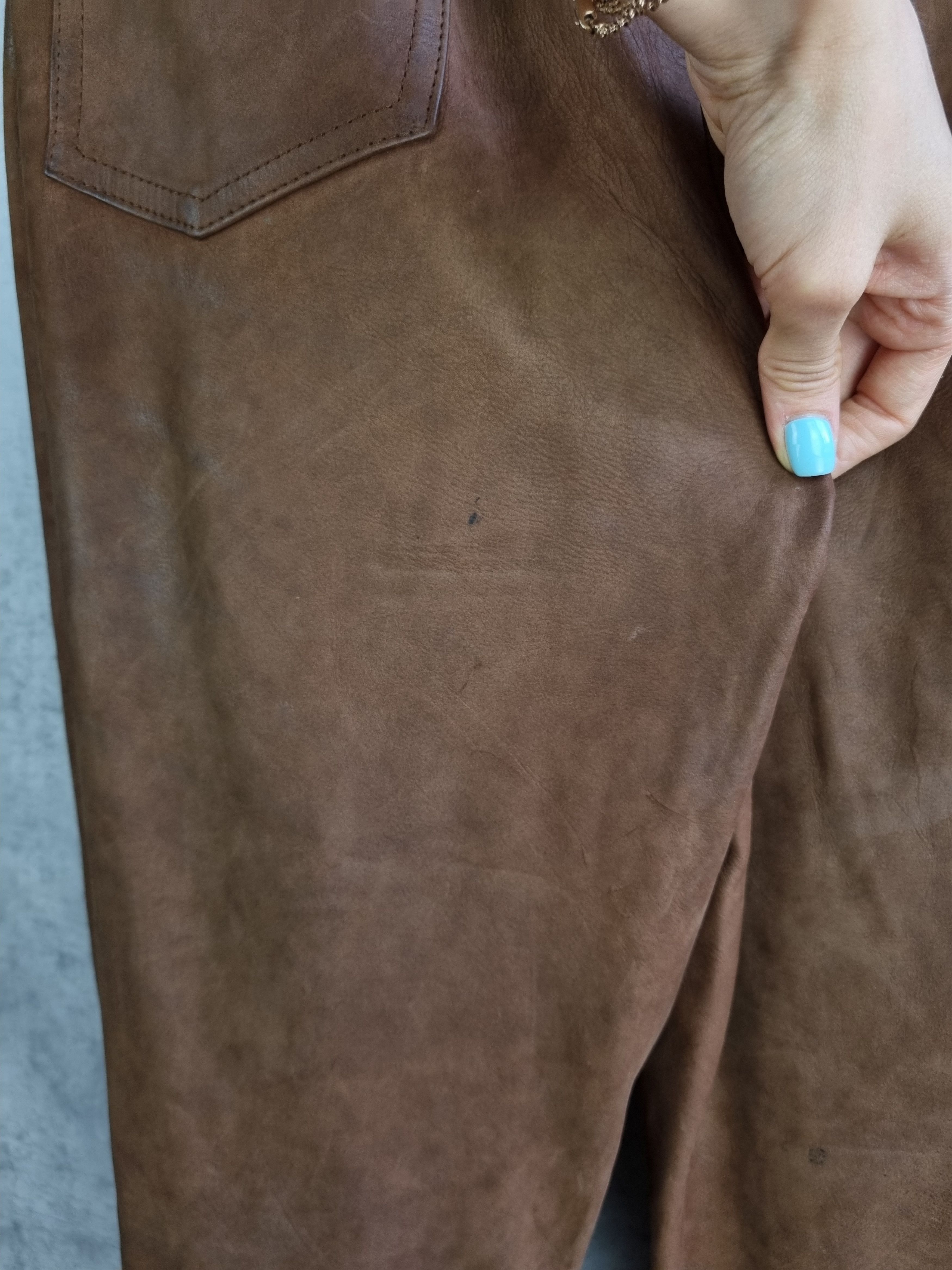 Cowboy Equipment 90s Rare Admont Suede Cowboy Leather Vintage Pants Size 25" / US 0 / IT 36 - 20 Thumbnail