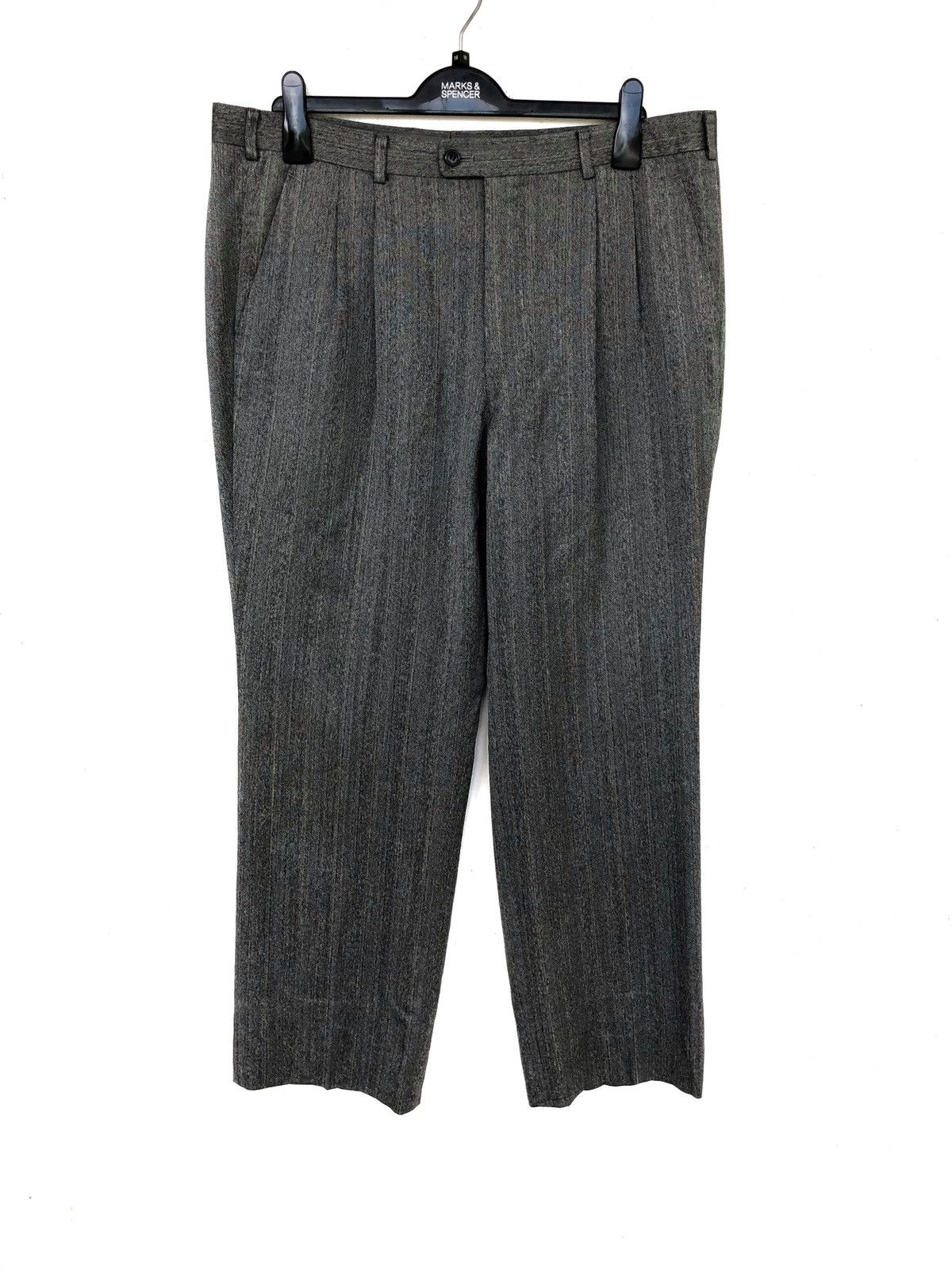 Lanvin GRAIL🔥Lanvin Paris Grey Striped Wool Oversized Baggy Pants Size US 38 / EU 54 - 2 Thumbnail