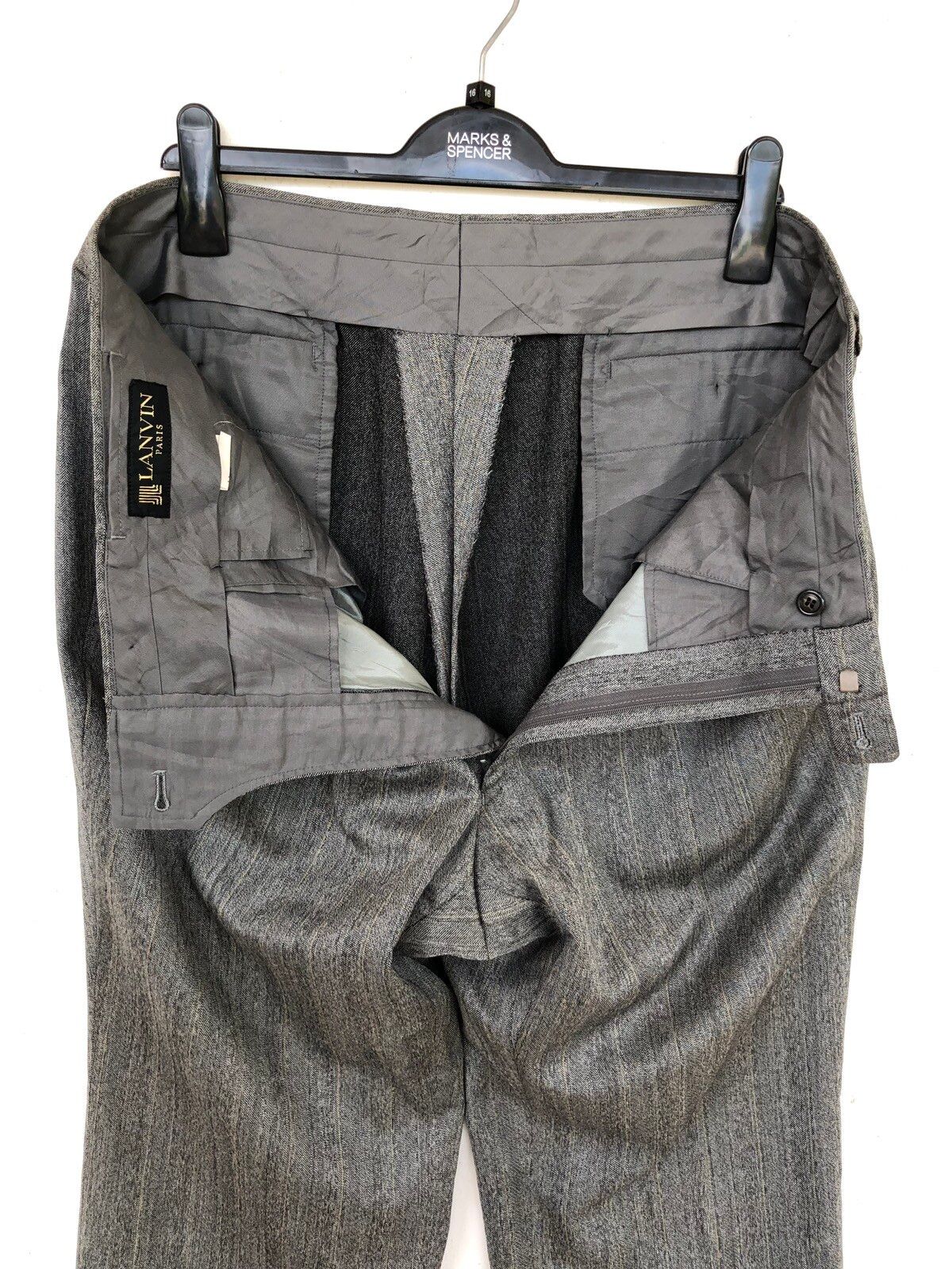 Lanvin GRAIL🔥Lanvin Paris Grey Striped Wool Oversized Baggy Pants Size US 38 / EU 54 - 1 Preview