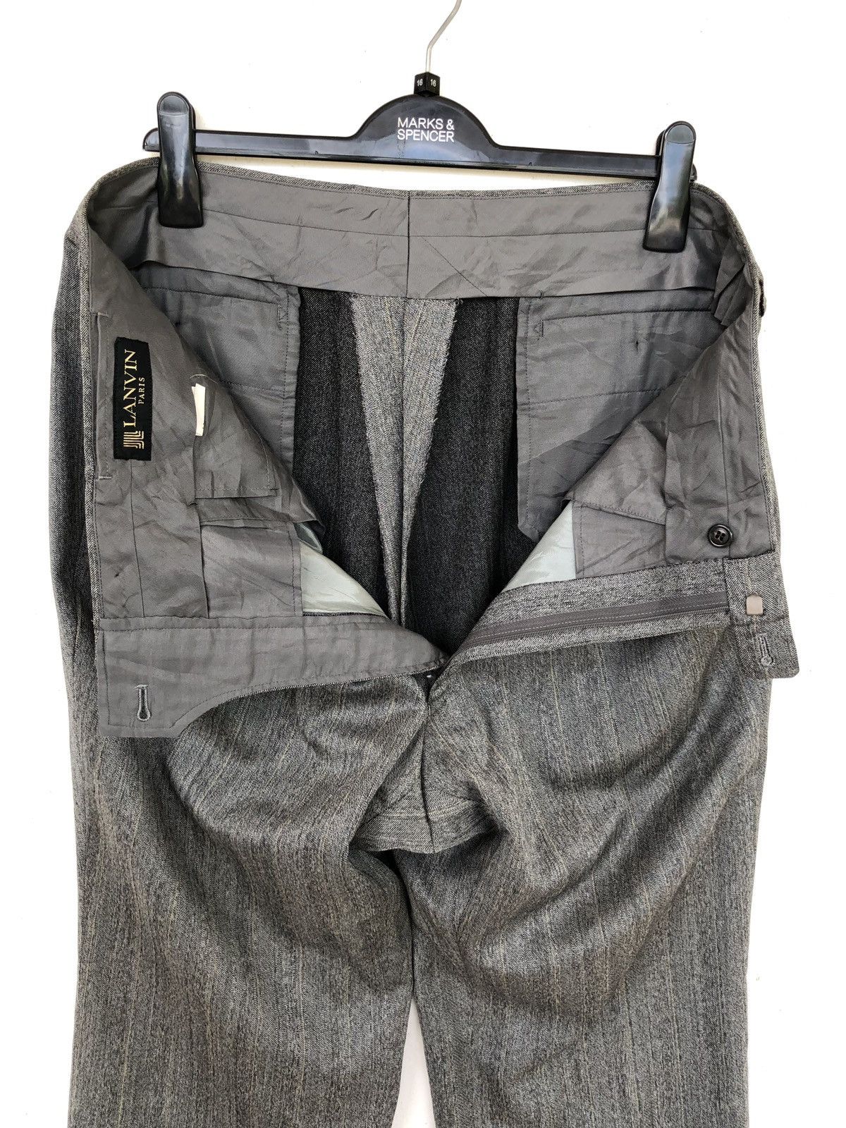 GRAIL🔥Lanvin Paris Grey Striped Wool Oversized Baggy Pants