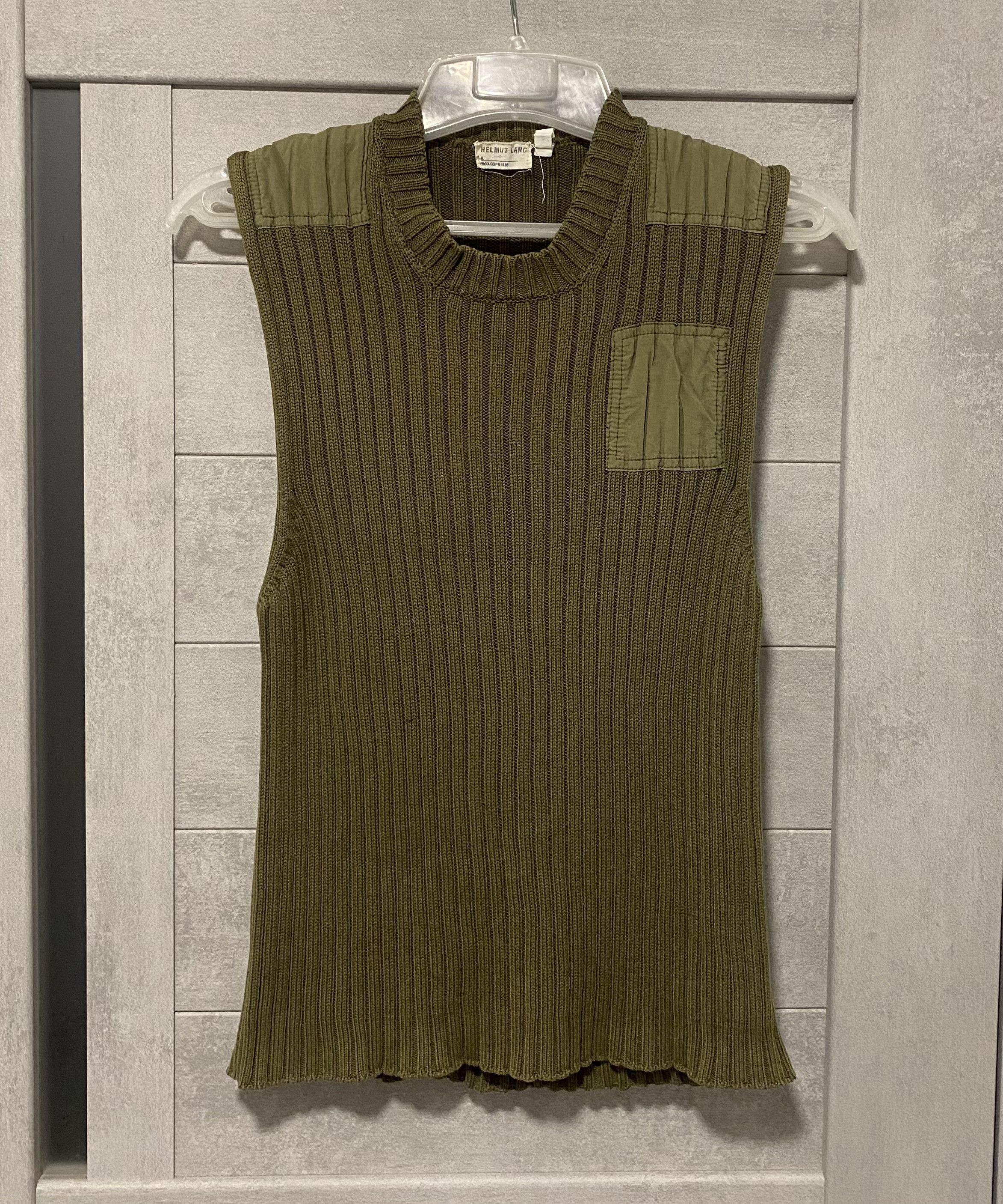 image of Archival Clothing x Helmut Lang Archive 1998 Helmut Lang Military Knitted Sleeveless Tank in Khaki 