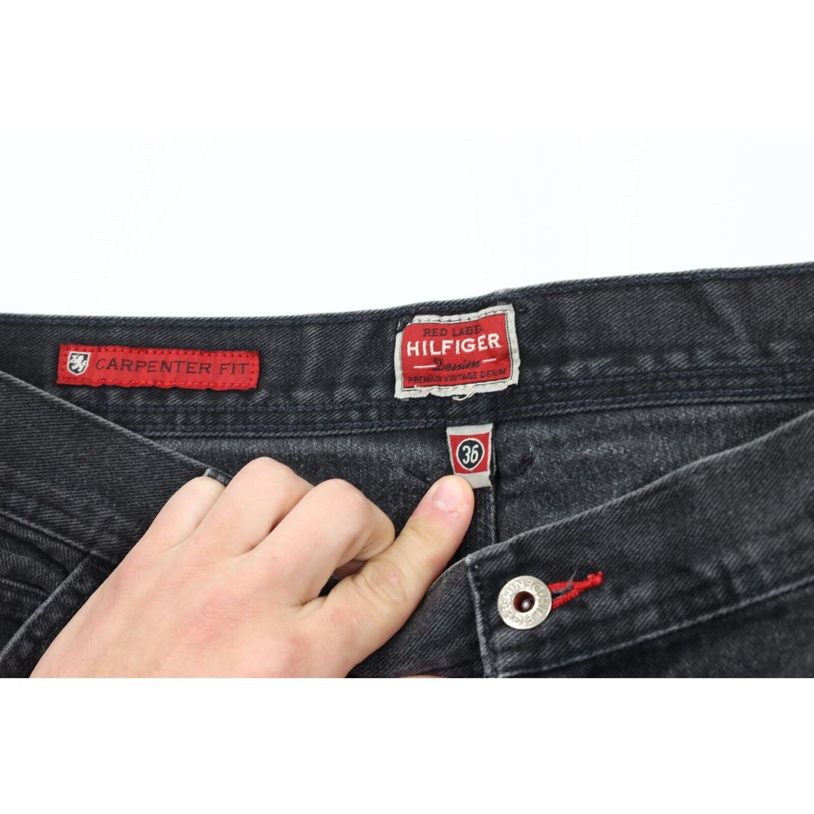Tommy Hilfiger × Vintage Vintage Tommy Hilfiger Spell Out Baggy Denim Shorts Jorts Size US 36 / EU 52 - 4 Thumbnail