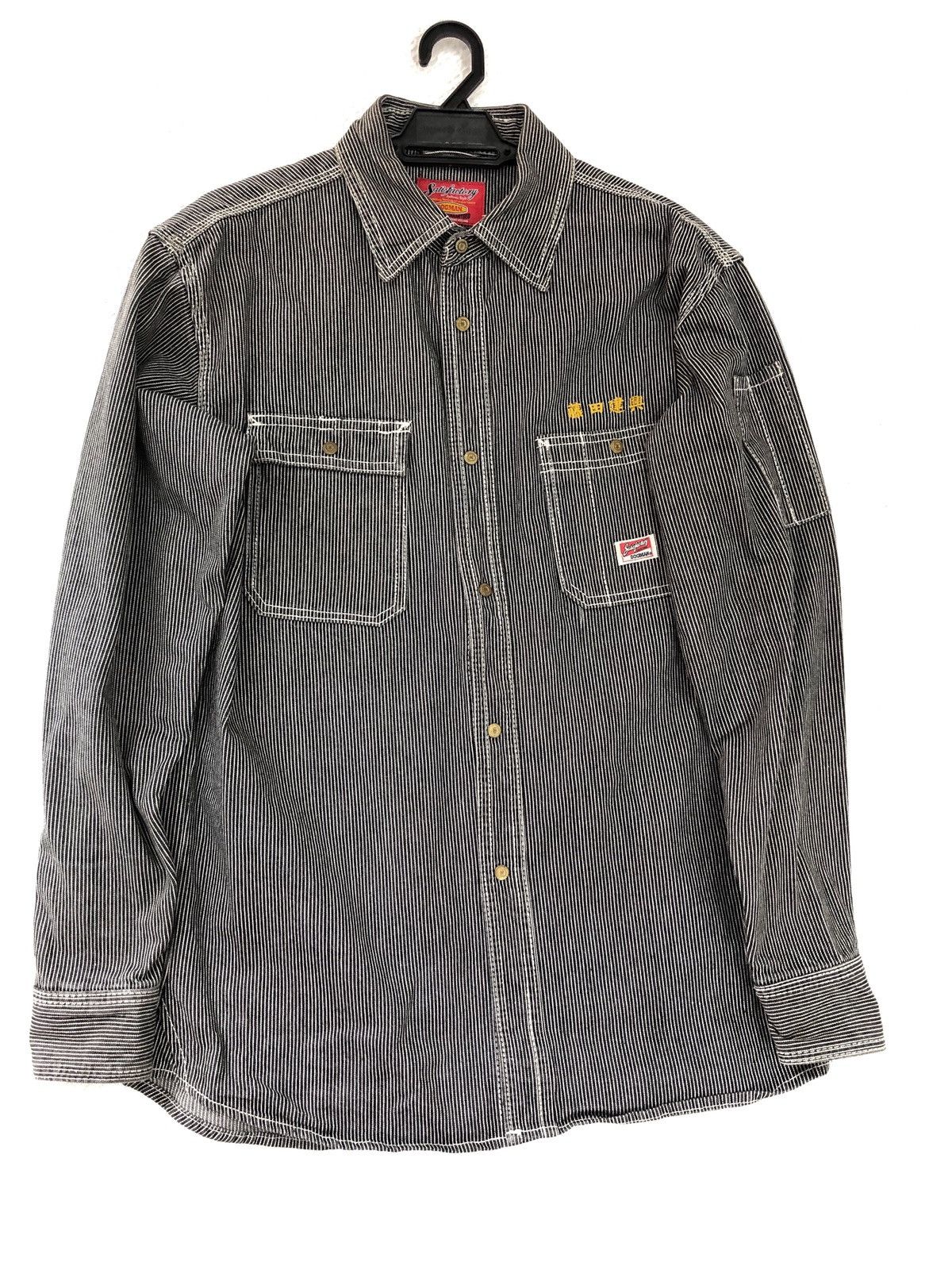 image of Blue Blue Japan x Vintage Dogman Worker Denim Long Sleeve Shirt Nice Designer in Grey (Size Large)