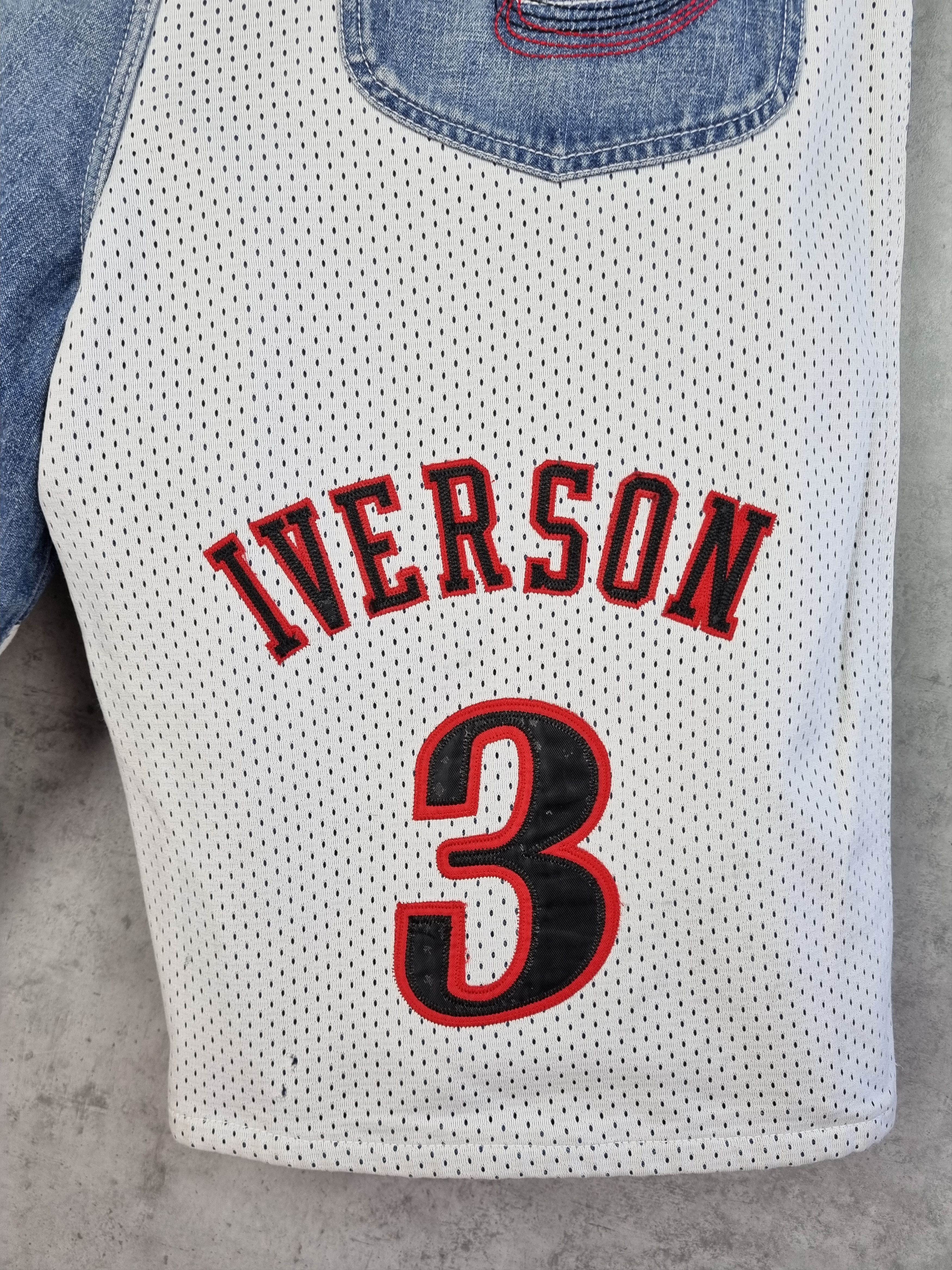 NBA Vintage 90s NBA 76ers Sixers Iverson Denim shorts Size US 34 / EU 50 - 3 Thumbnail
