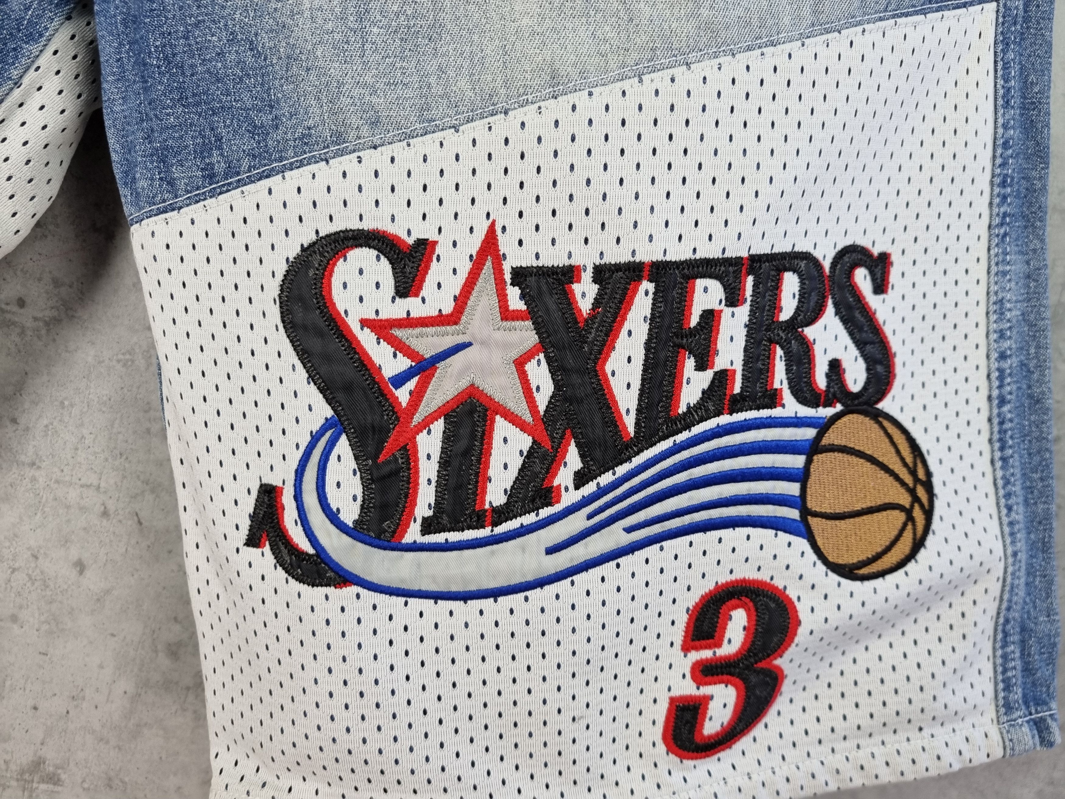 NBA Vintage 90s NBA 76ers Sixers Iverson Denim shorts Size US 34 / EU 50 - 4 Thumbnail