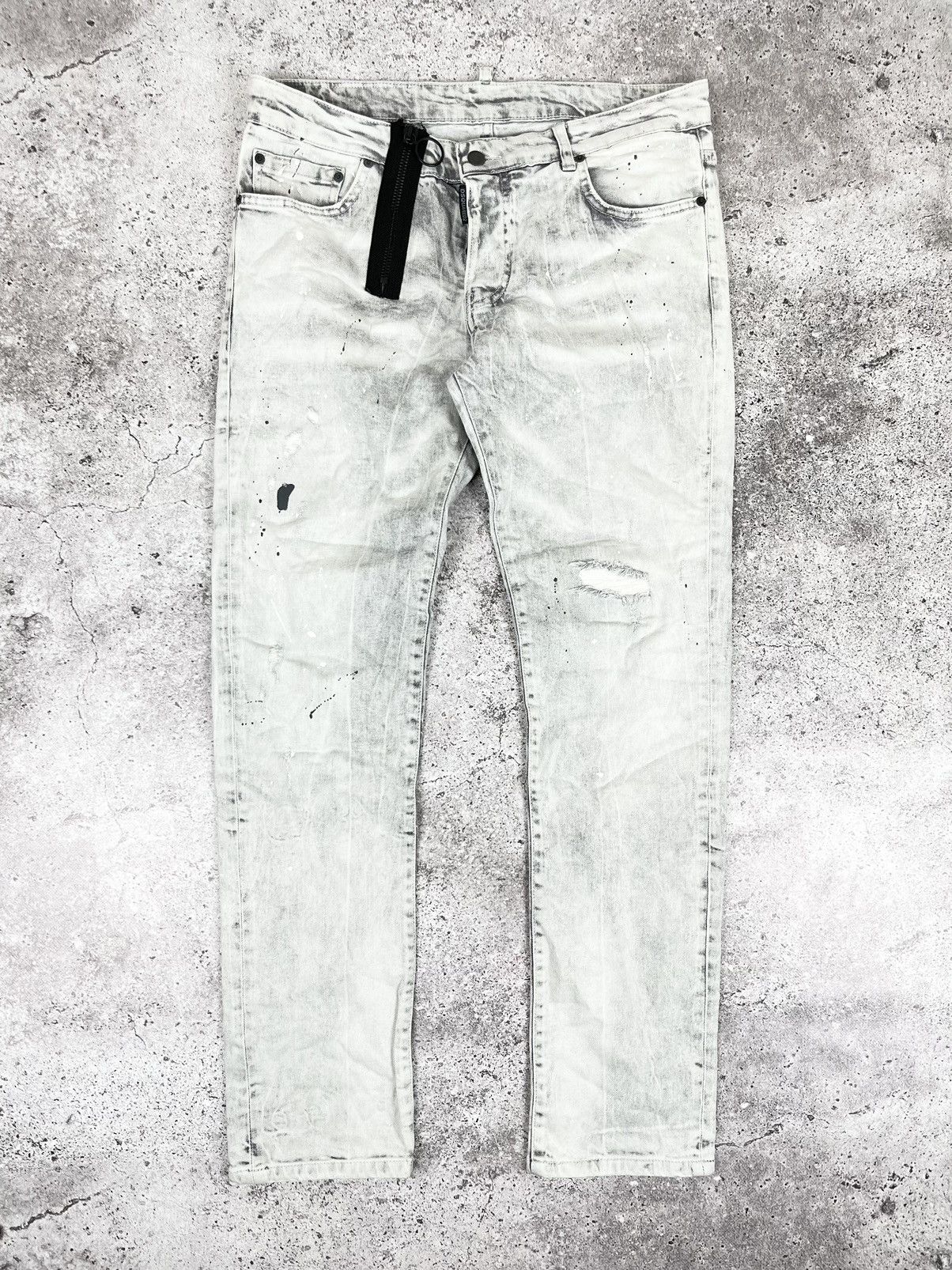 Dsquared2 Dsquared2 2019 White Painted Distressed Denim Pants Size US 34 / EU 50 - 1 Thumbnail